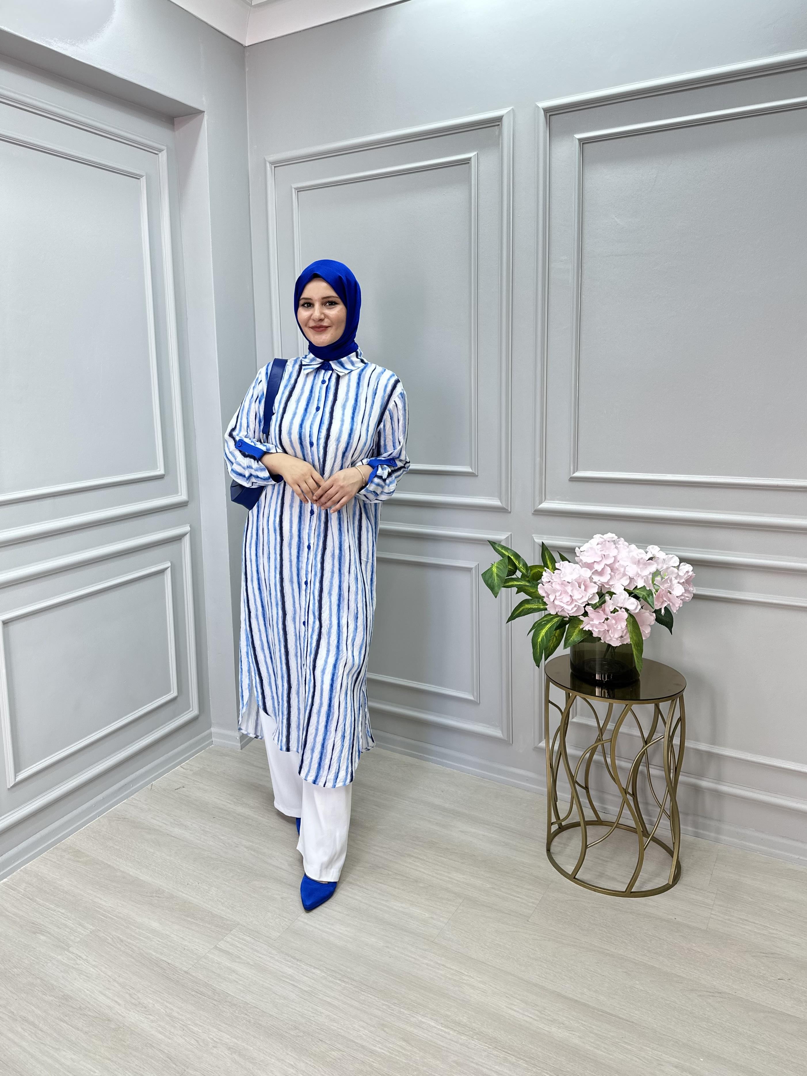 ÇİZGİLİ UZUN GÖMLEK