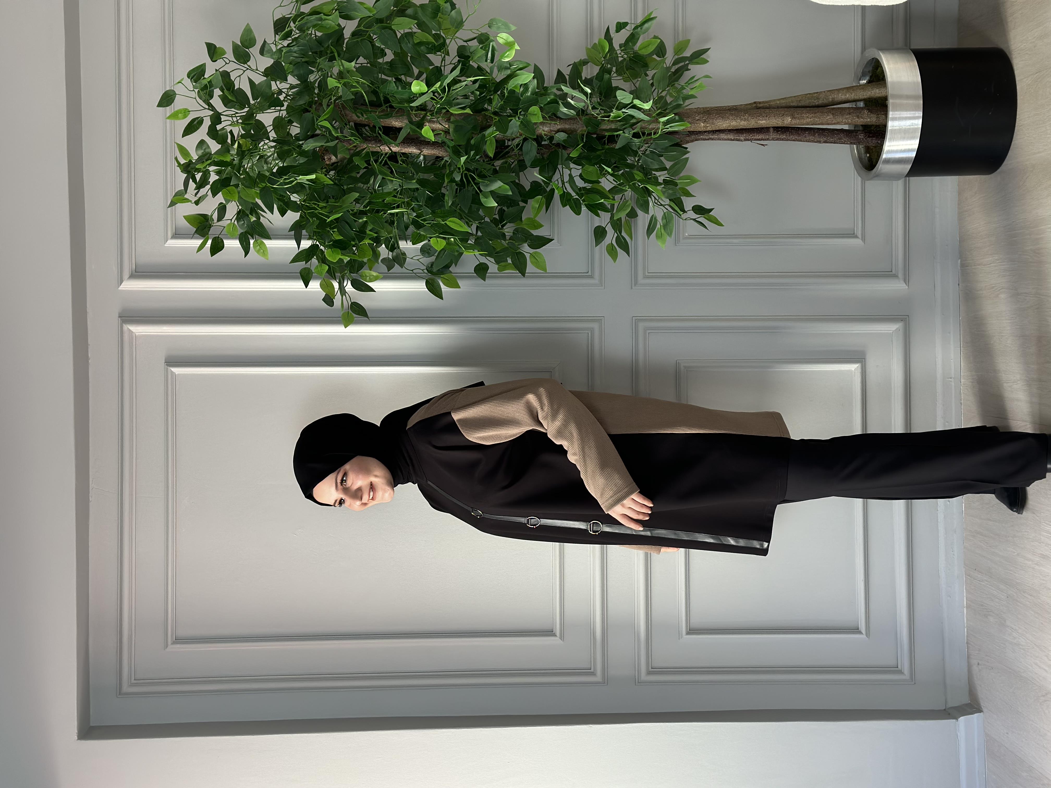 DERİ DETAYLI  UZUN TUNİK