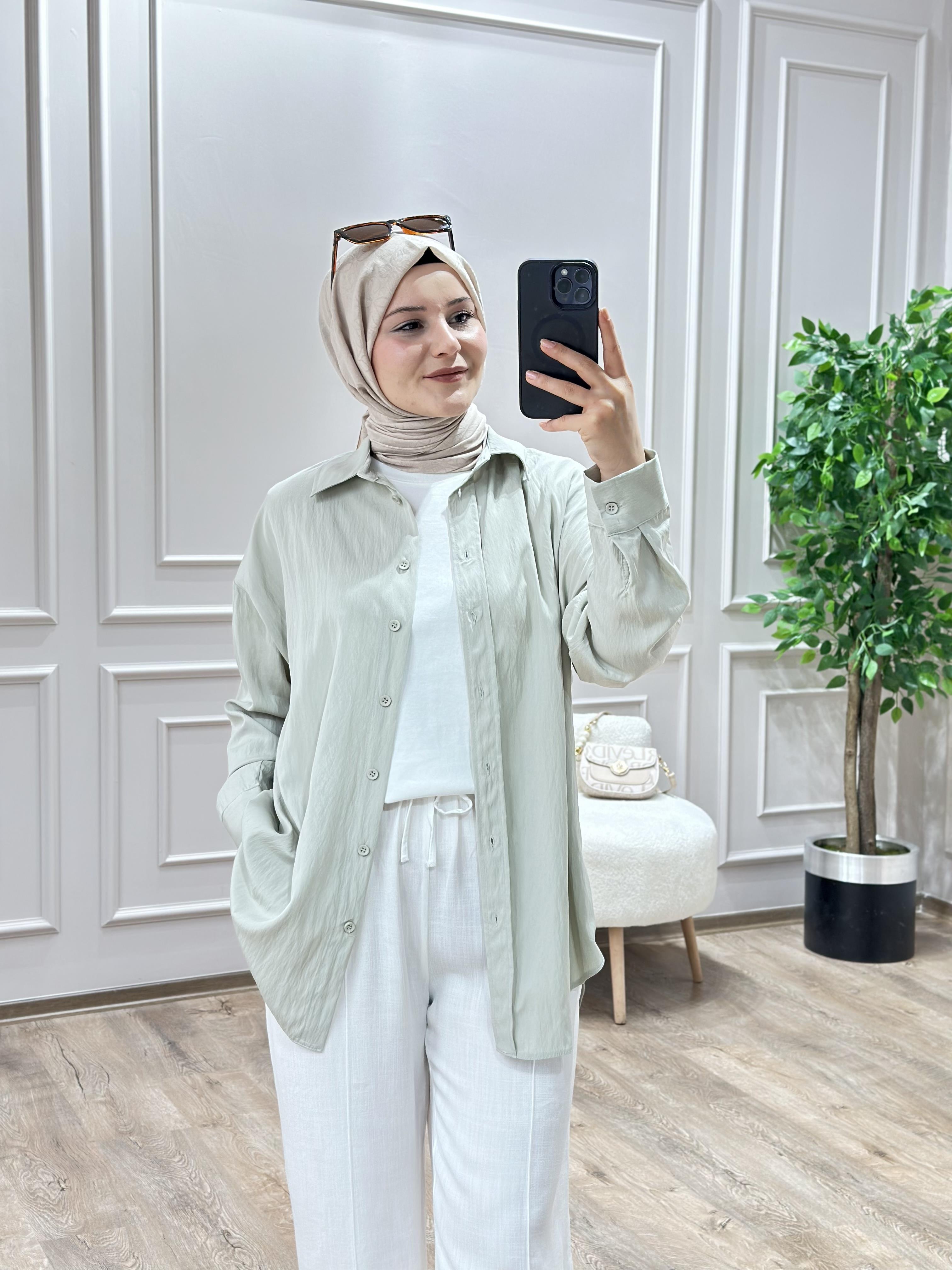 İKOLL OWERSİZE YEŞİL GÖMLEK