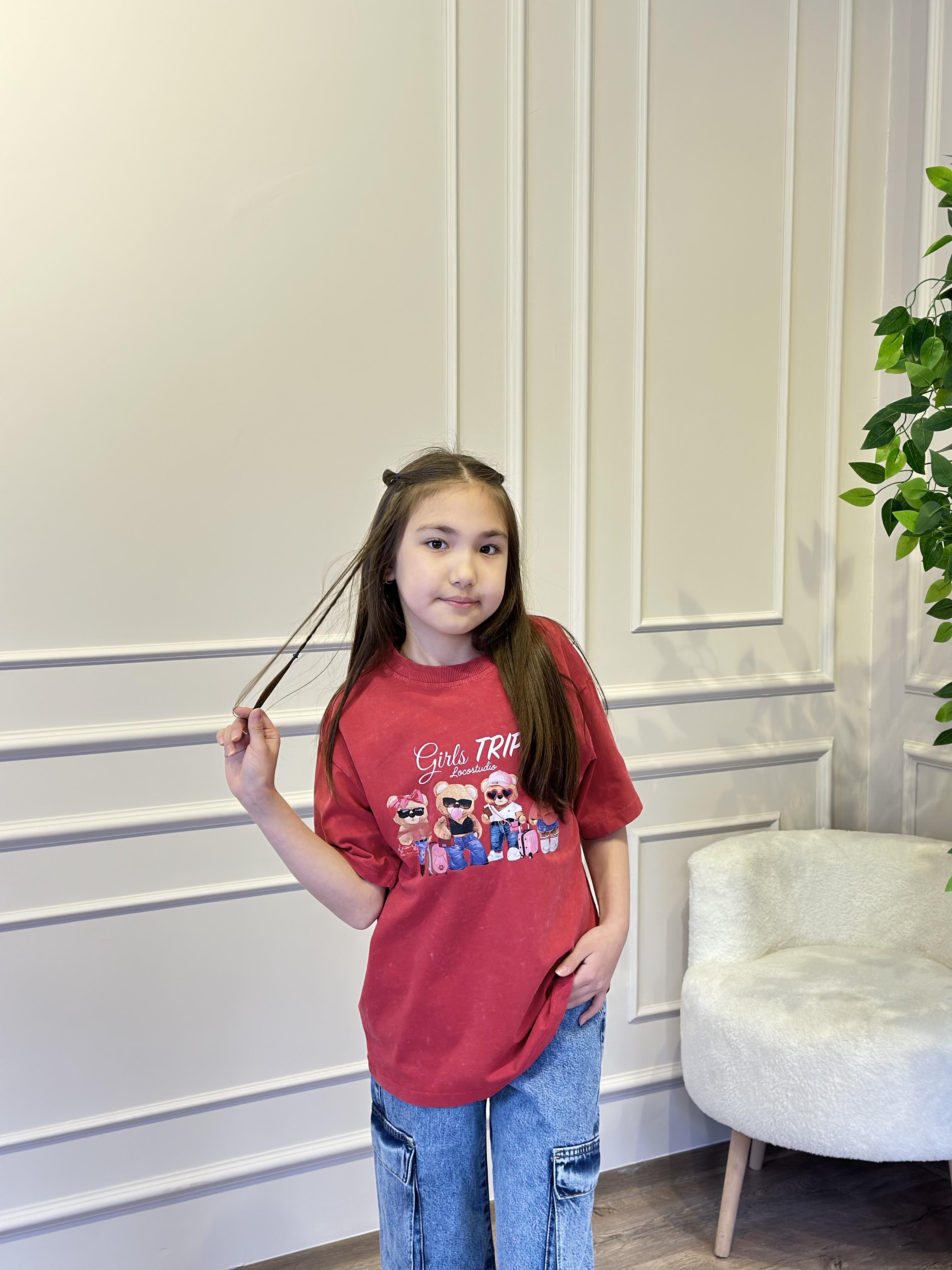 KIRMIZI  BATİK YIKAMA AYICIKLI TİŞÖRT