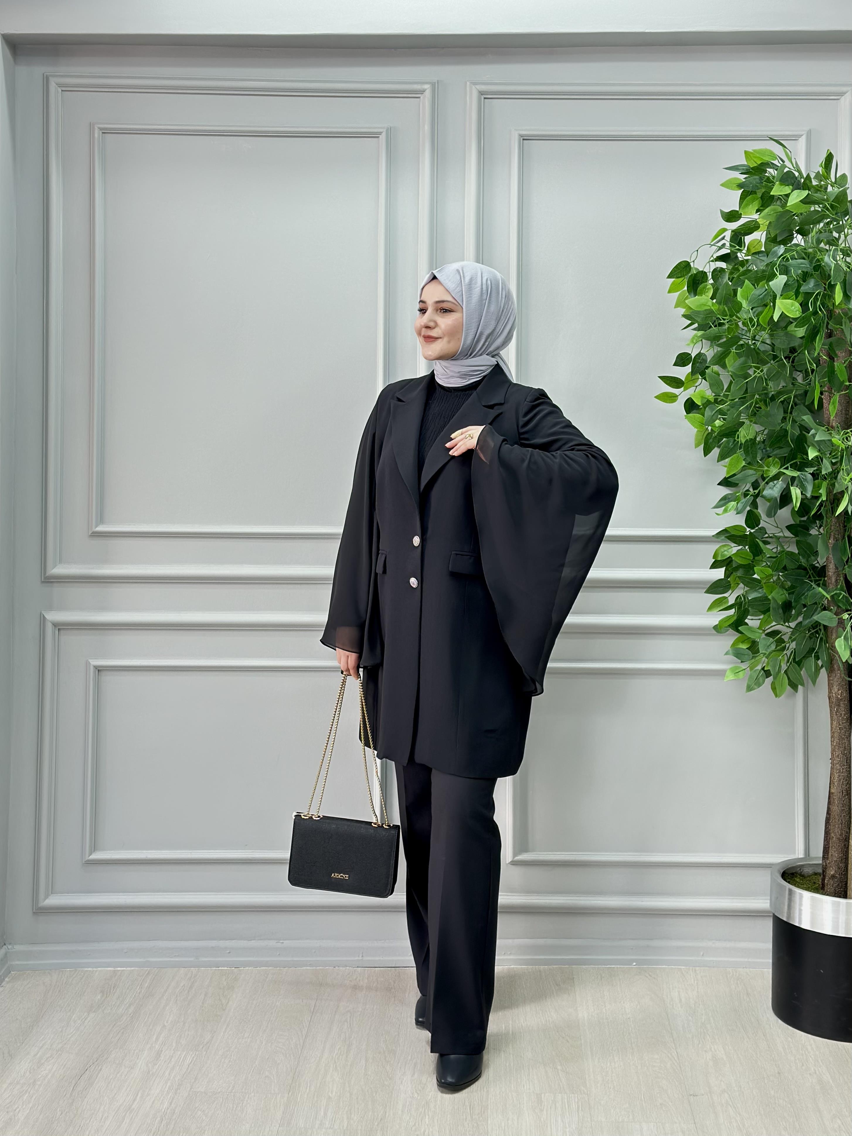 KOLLARI ŞİFON BLAZER CEKET