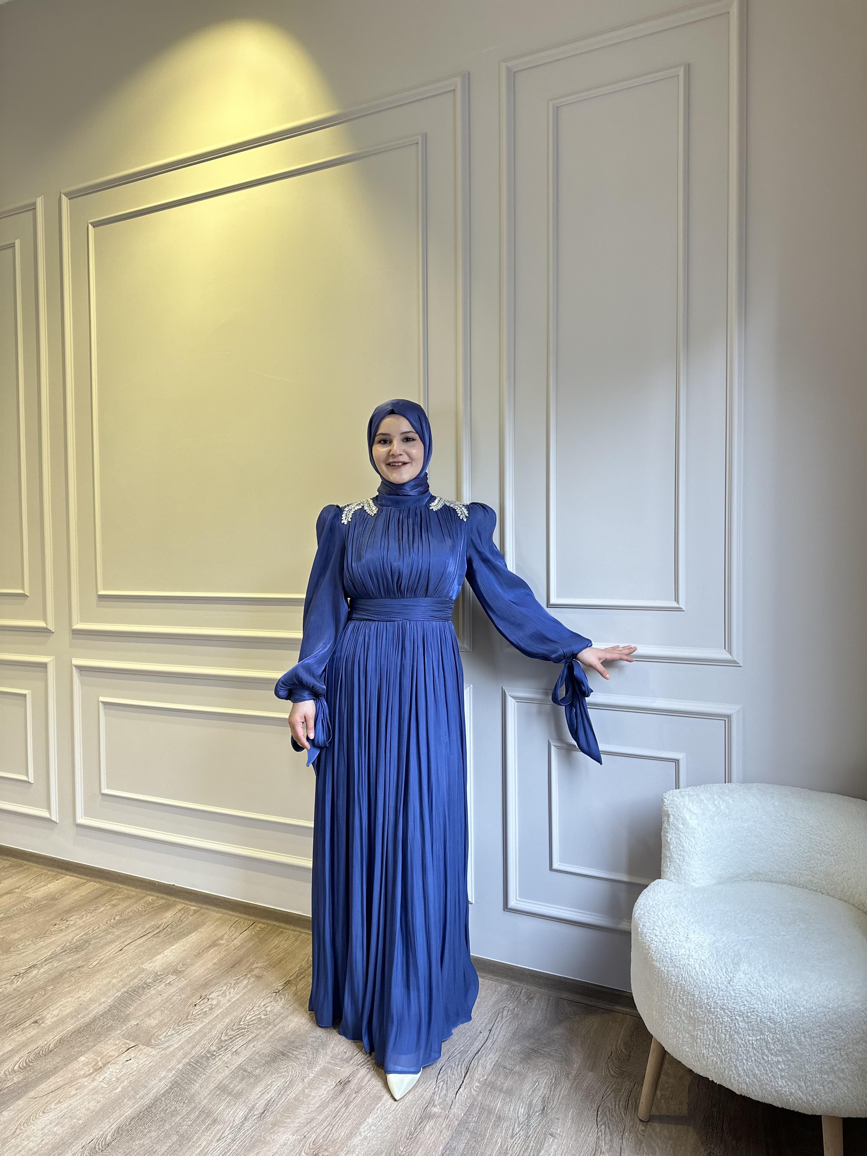 LACİVERT TAŞLI JANJAN ABİYE