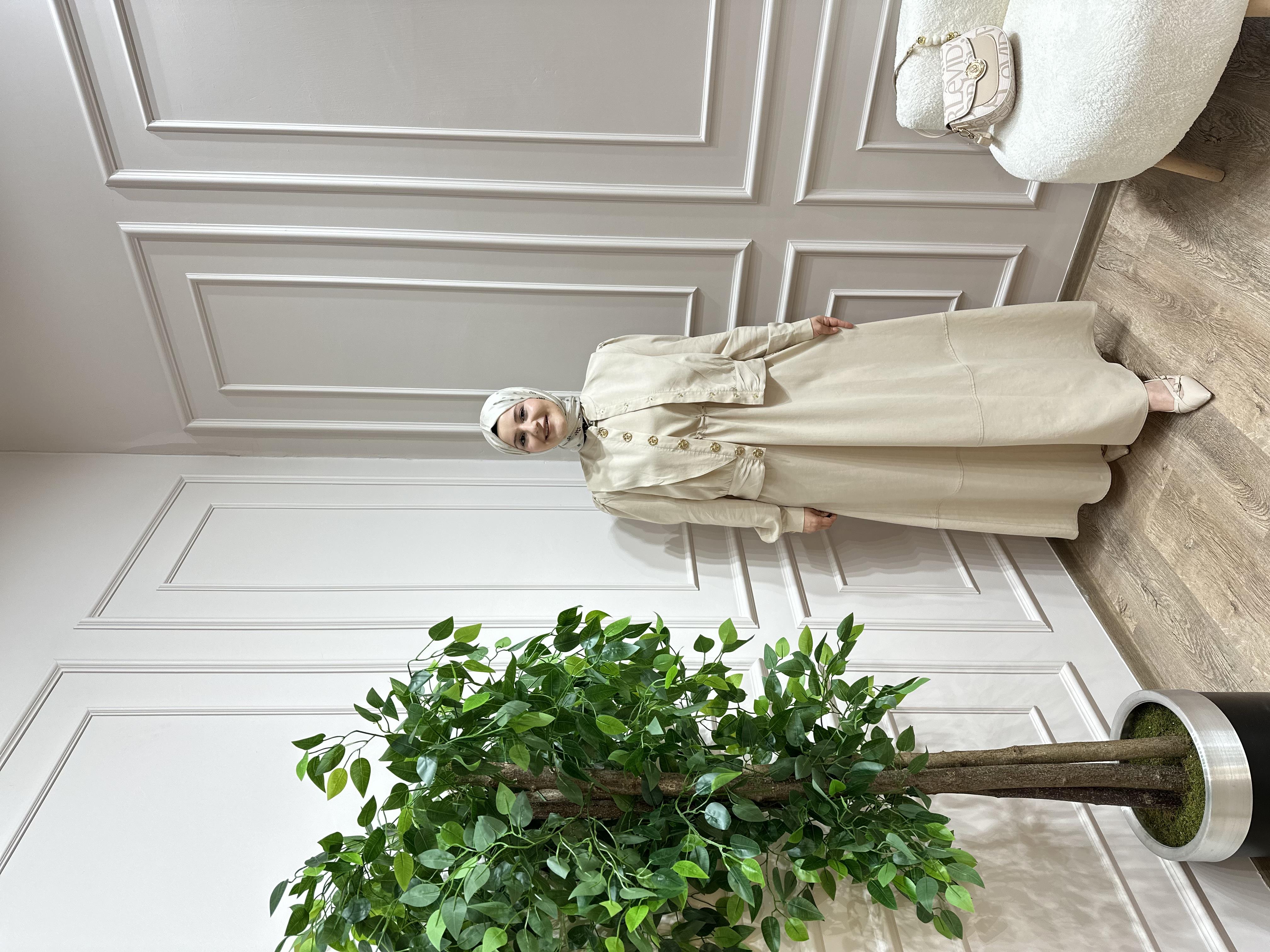 LEVİDOR KREM CEKET ELBİSE TAKIM