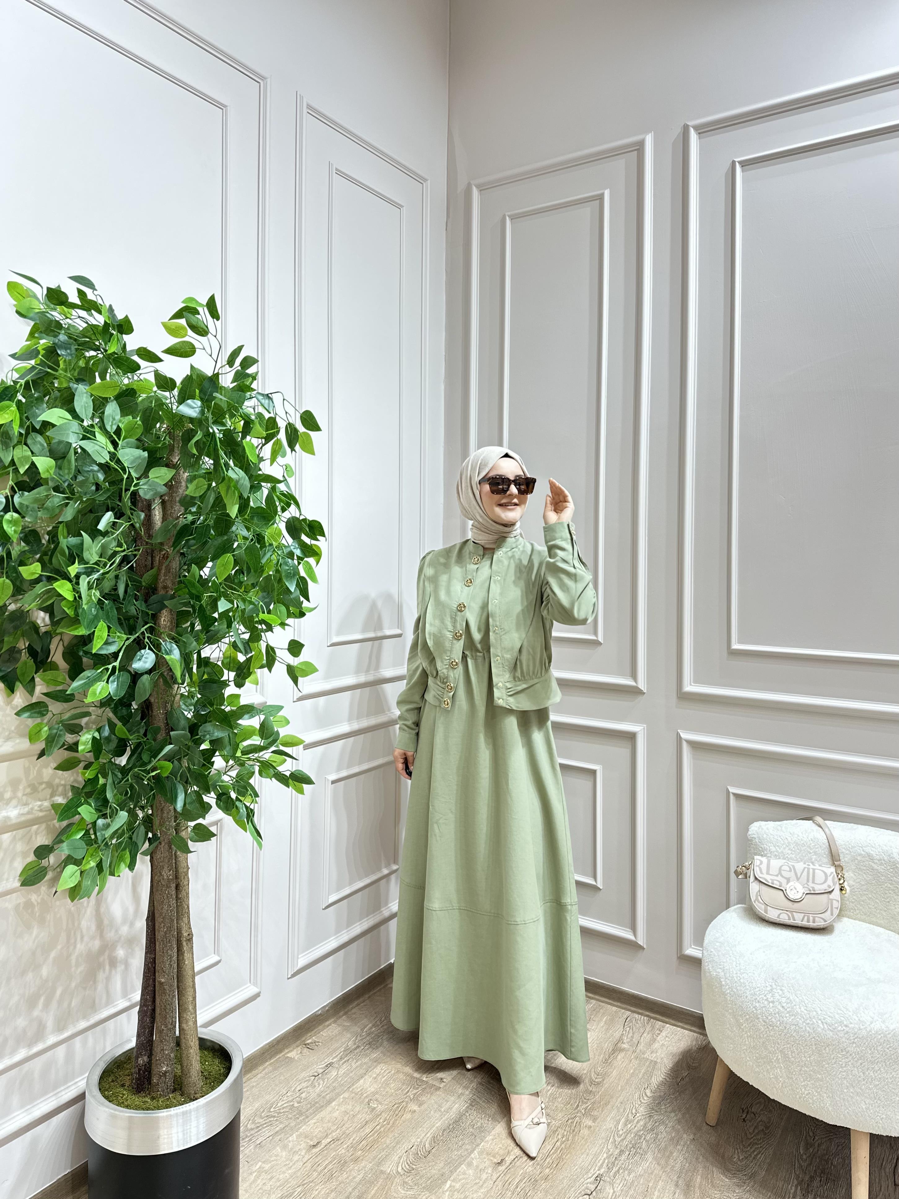 LEVİDOR YEŞİL  CEKET ELBİSE TAKIM