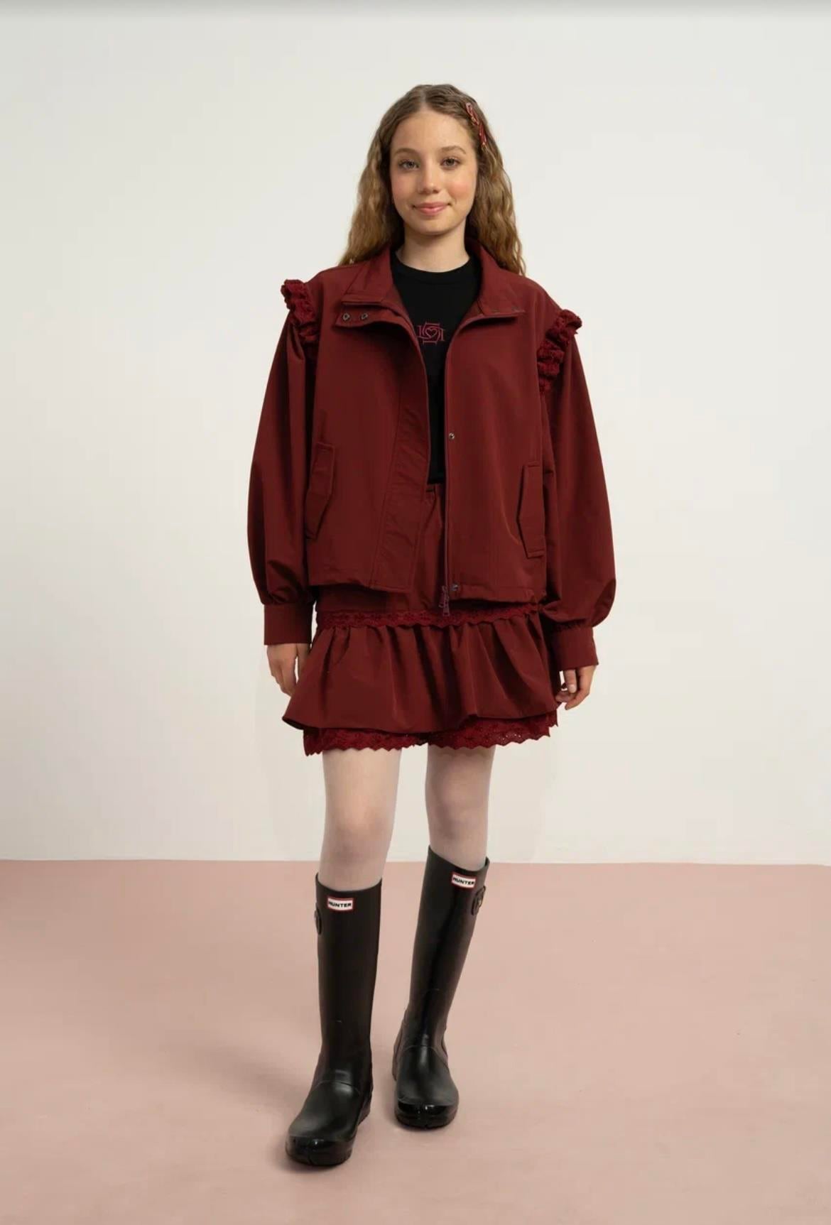 PARAŞÜT KUMAŞ ŞORT ETEK TAKIM BORDO