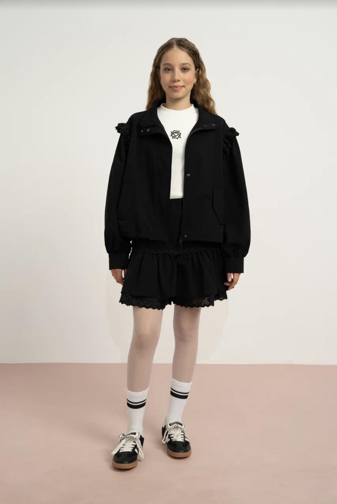 PARAŞÜT KUMAŞ ŞORT ETEK TAKIM SİYAH