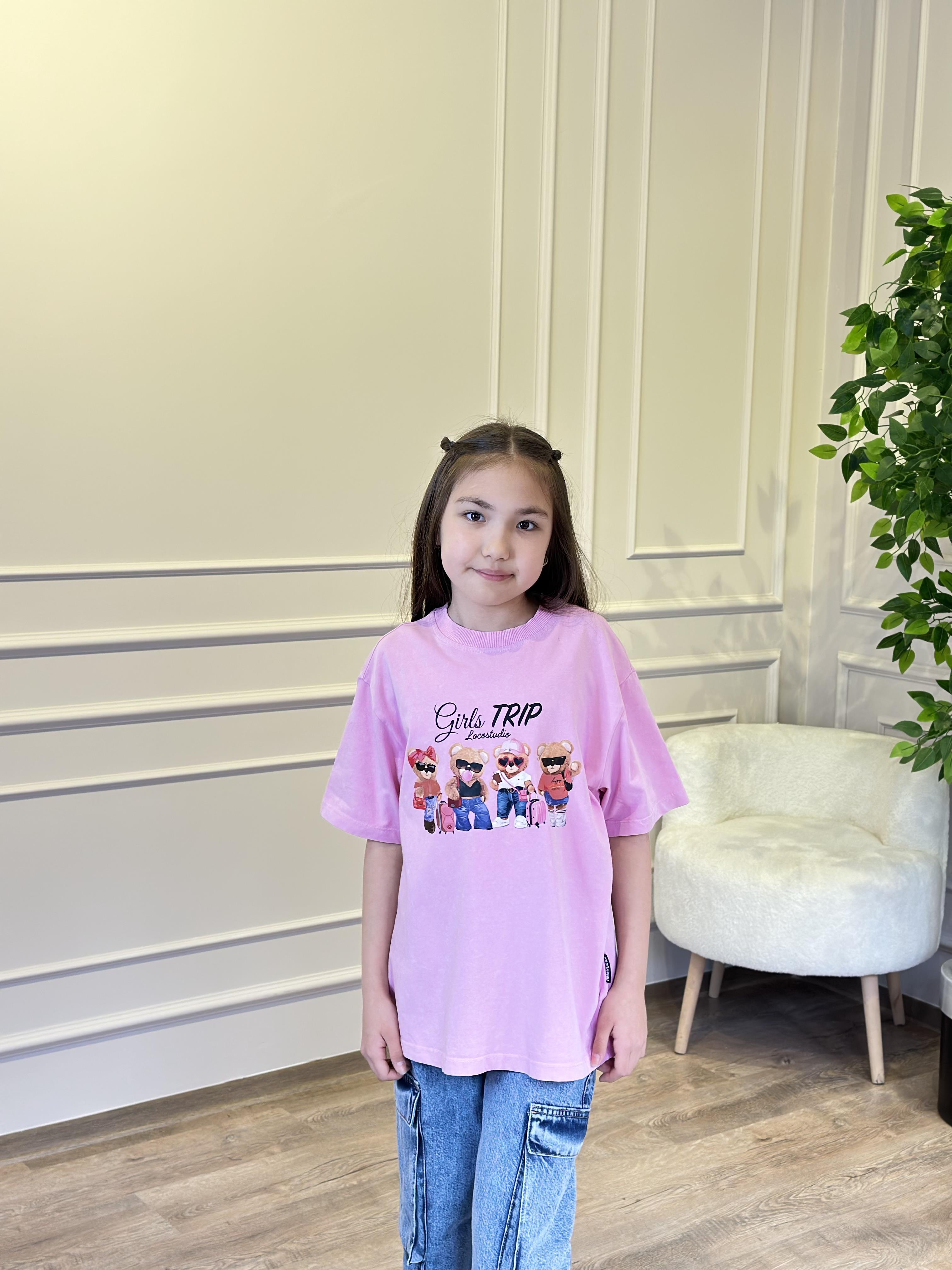 PEMBE BATİK YIKAMA AYICIKLI TİŞÖRT