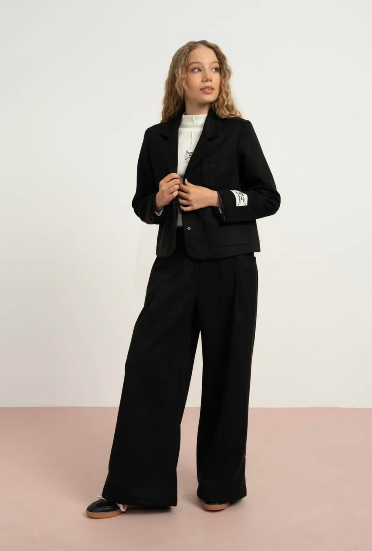 SÜET MİNİ KIZ ÇOCUK BLAZER CEKET SİYAH