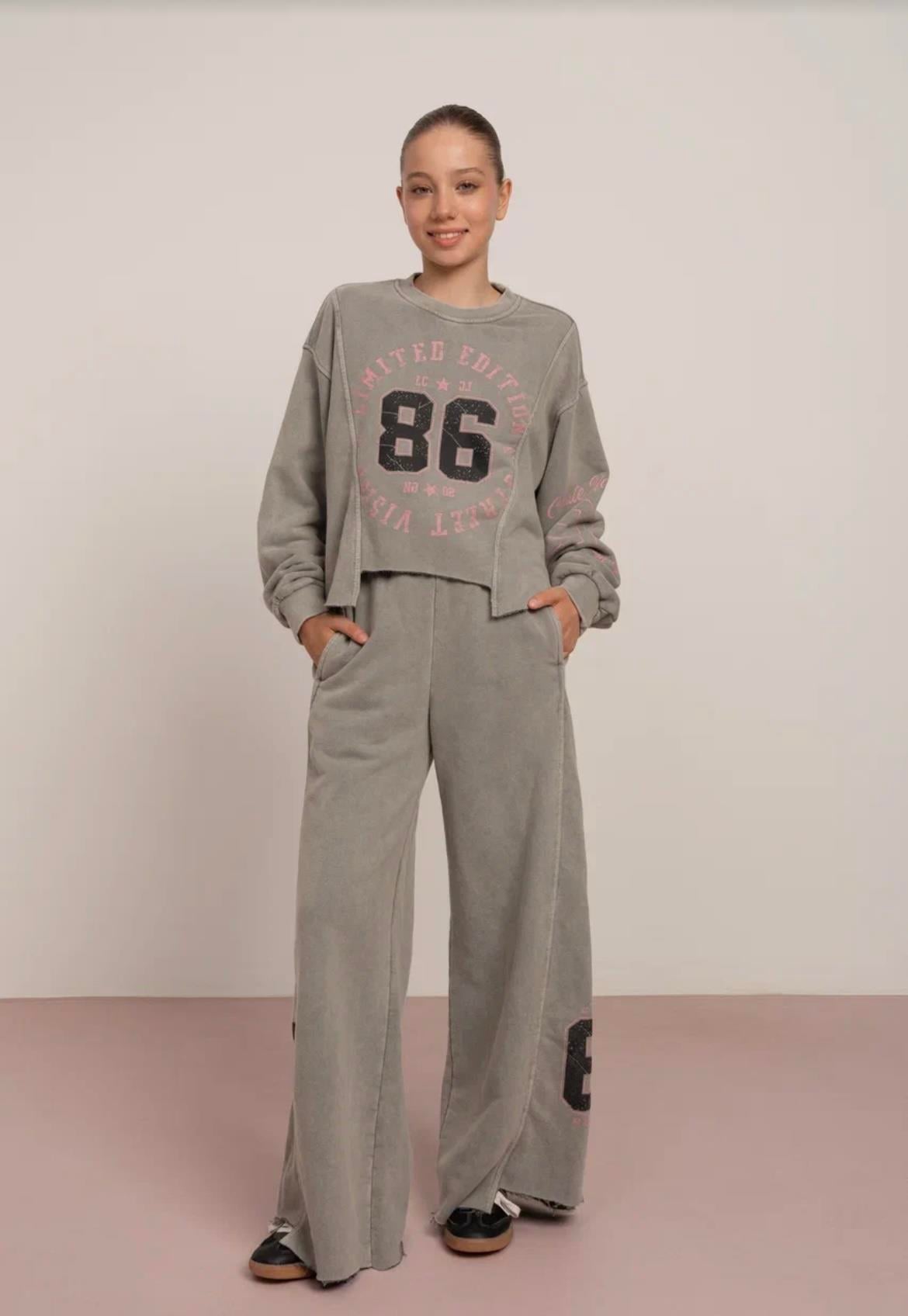 ÜÇ İPLİK OVERSİZE TAKIM GRİ