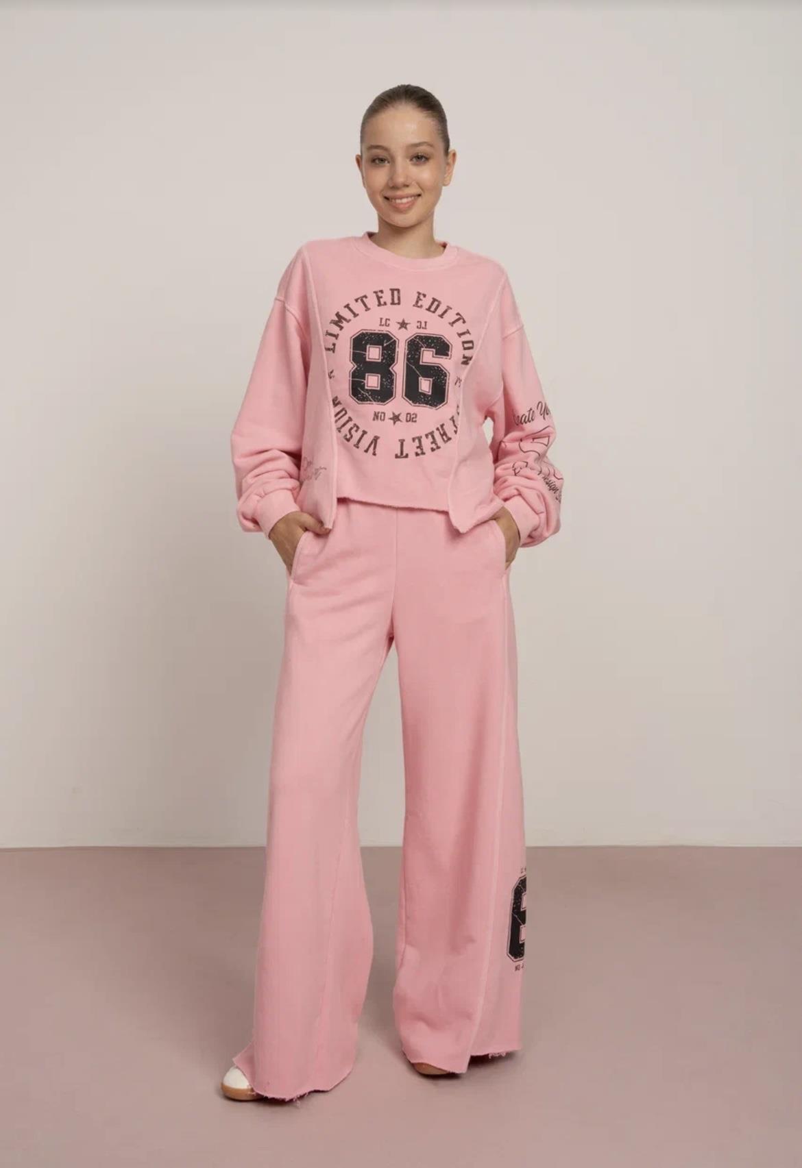 ÜÇ İPLİK OVERSİZE TAKIM PEMBE