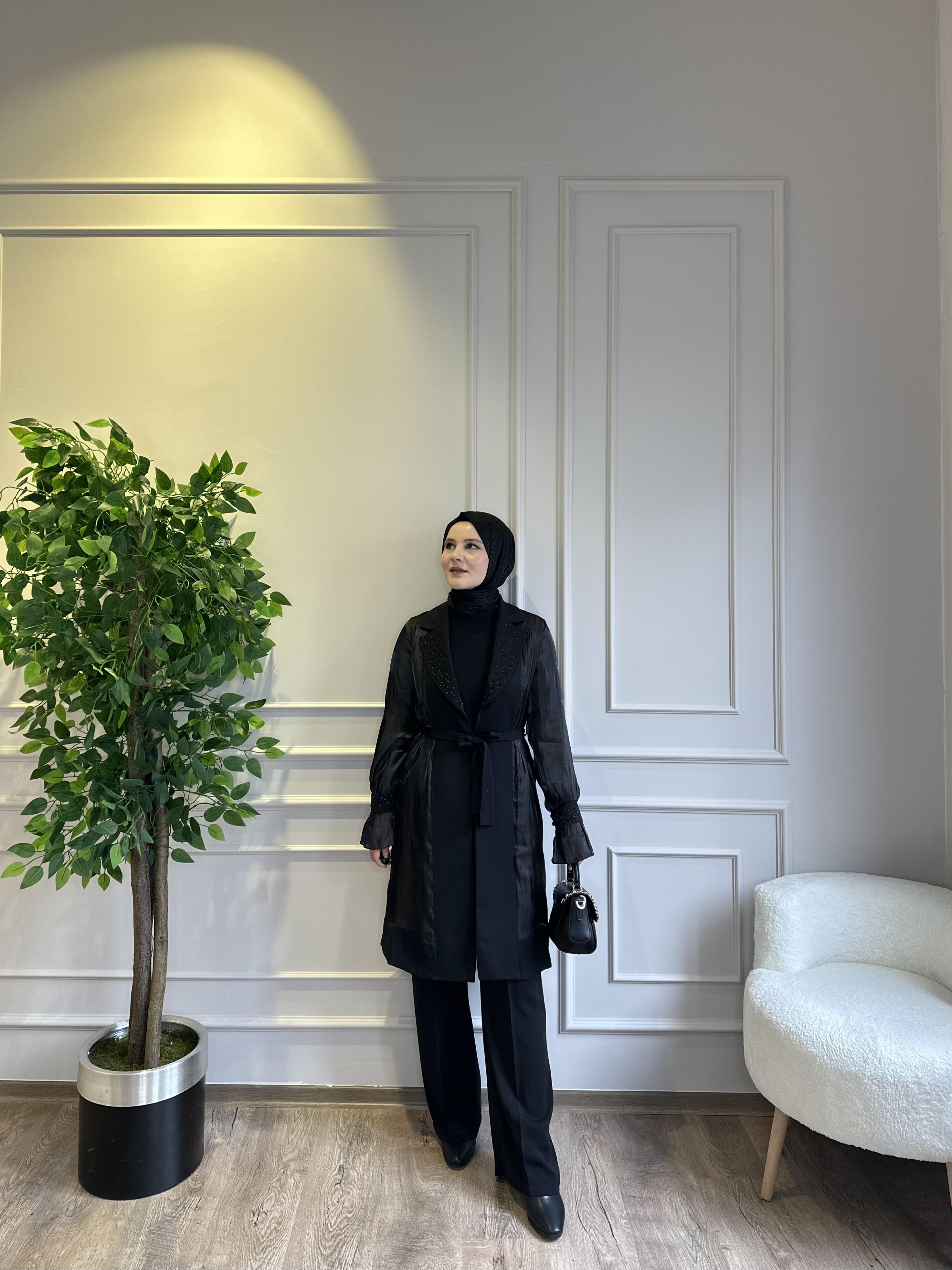 ABİYE TAŞ İŞLEMELİ CEKET  TAKIM