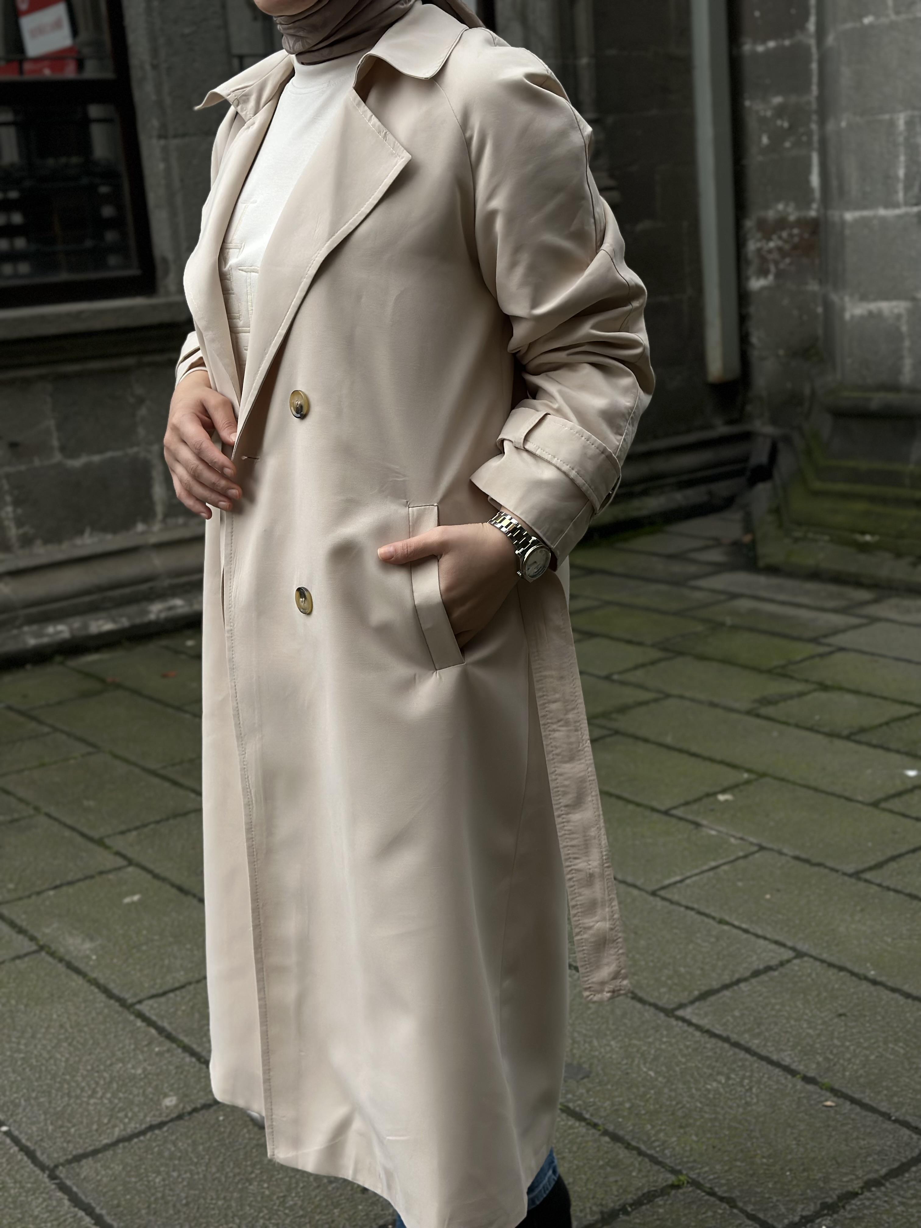 ASTARLI OWERSİZE TRENÇKOT 