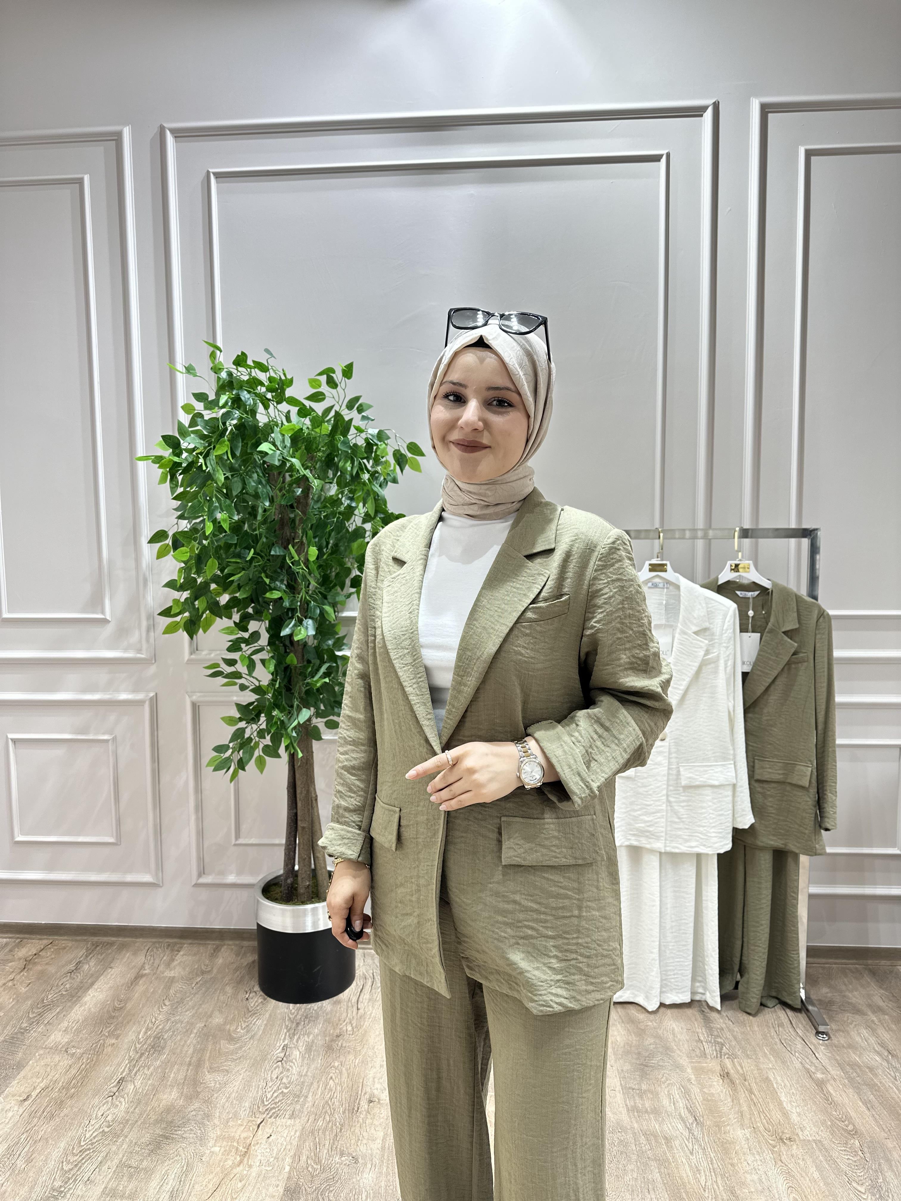 ASTARSIZ HAKİ BLAZER CEKET TAKIM