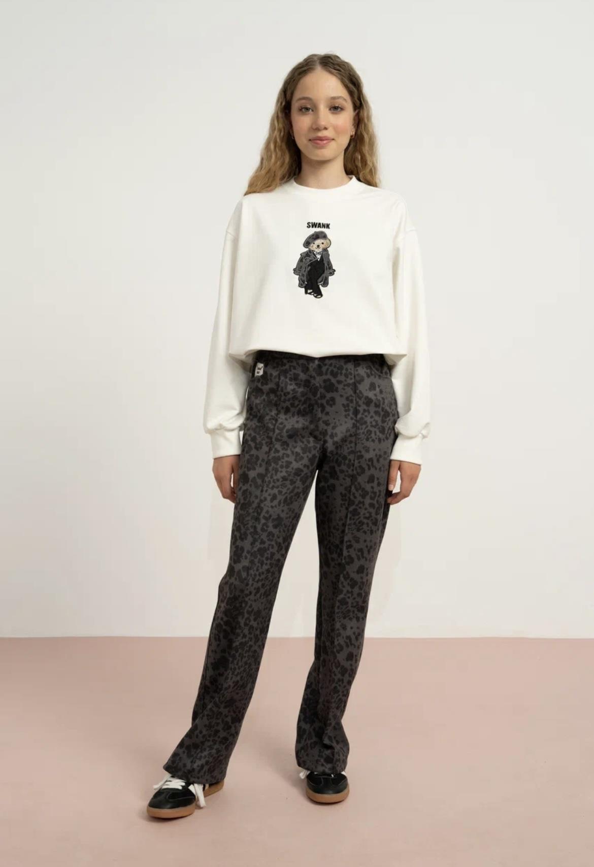 AYICIK FİGÜRLÜ İKİ İPLİK SWEATSHİRT EKRU- GRİ