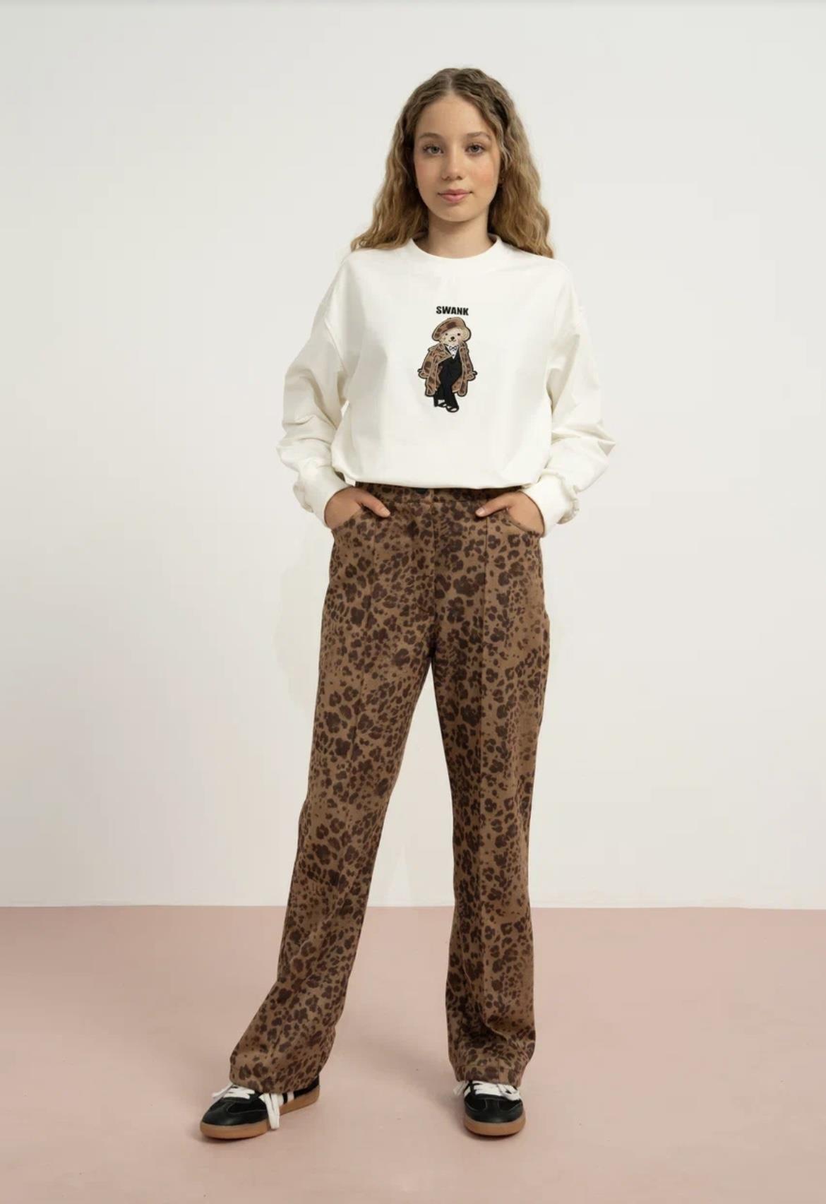 AYICIK FİGÜRLÜ İKİ İPLİK SWEATSHİRT EKRU-VİZON