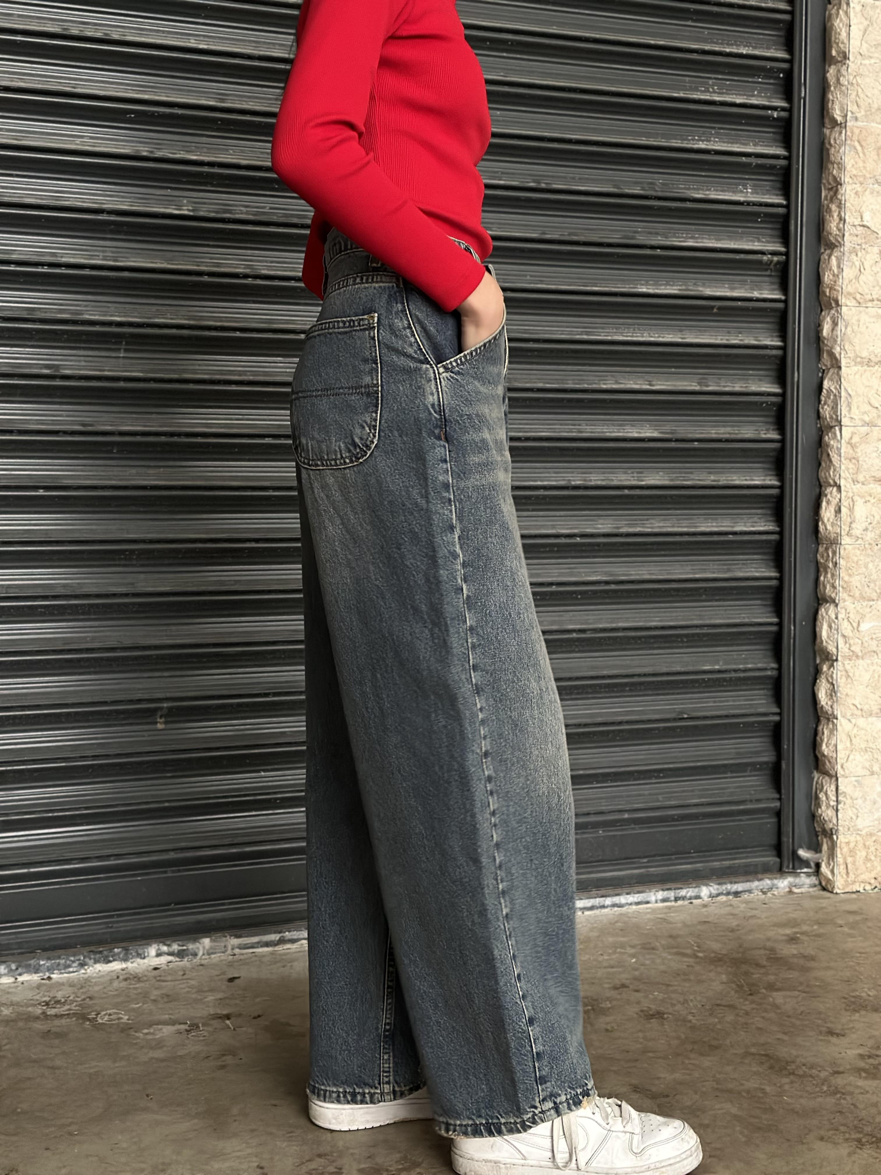 BAGGY  KOYU MAVİ KOT PANTOLON 