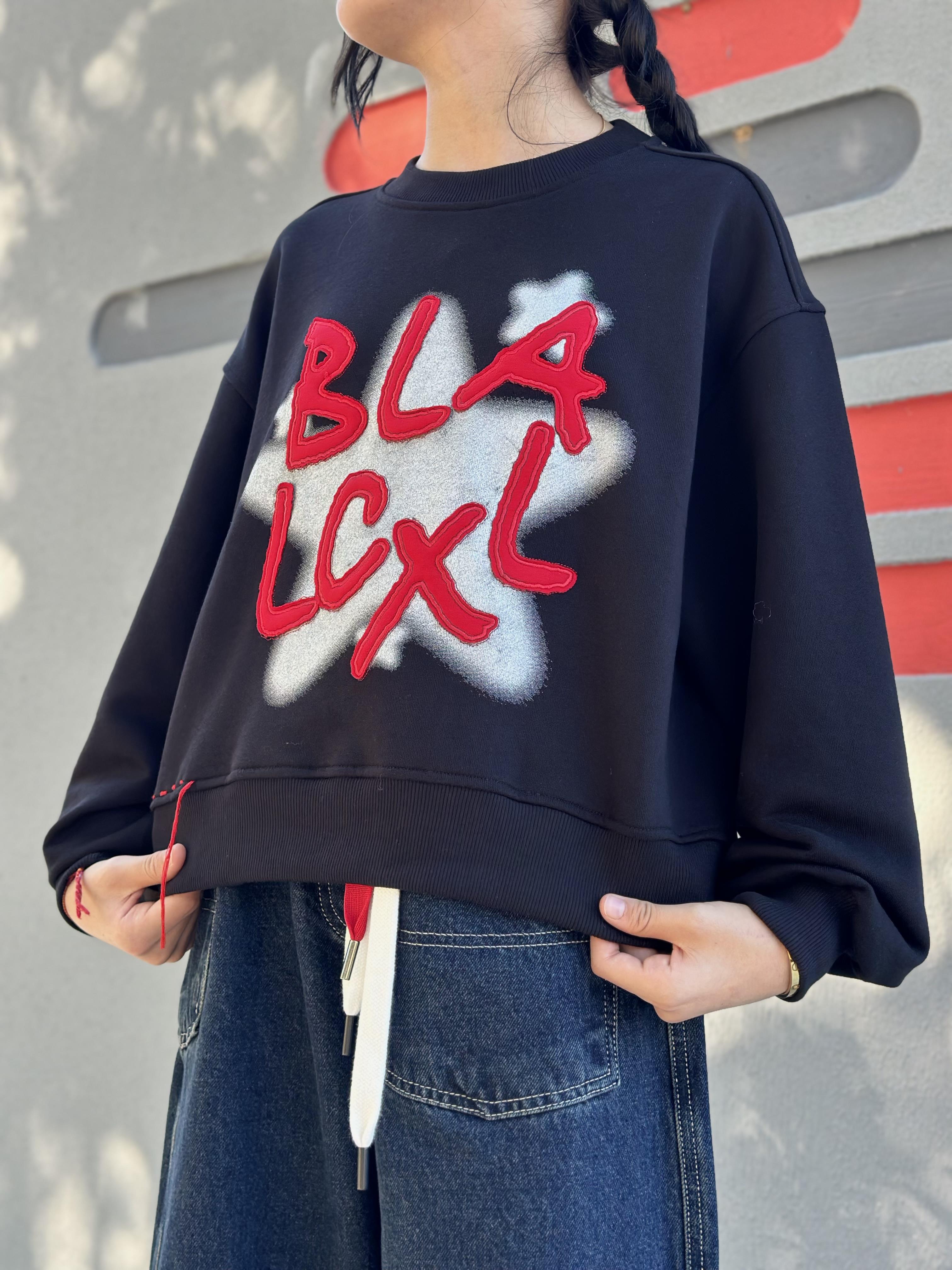 BALCK  BASKILI SWEATŞHIRT