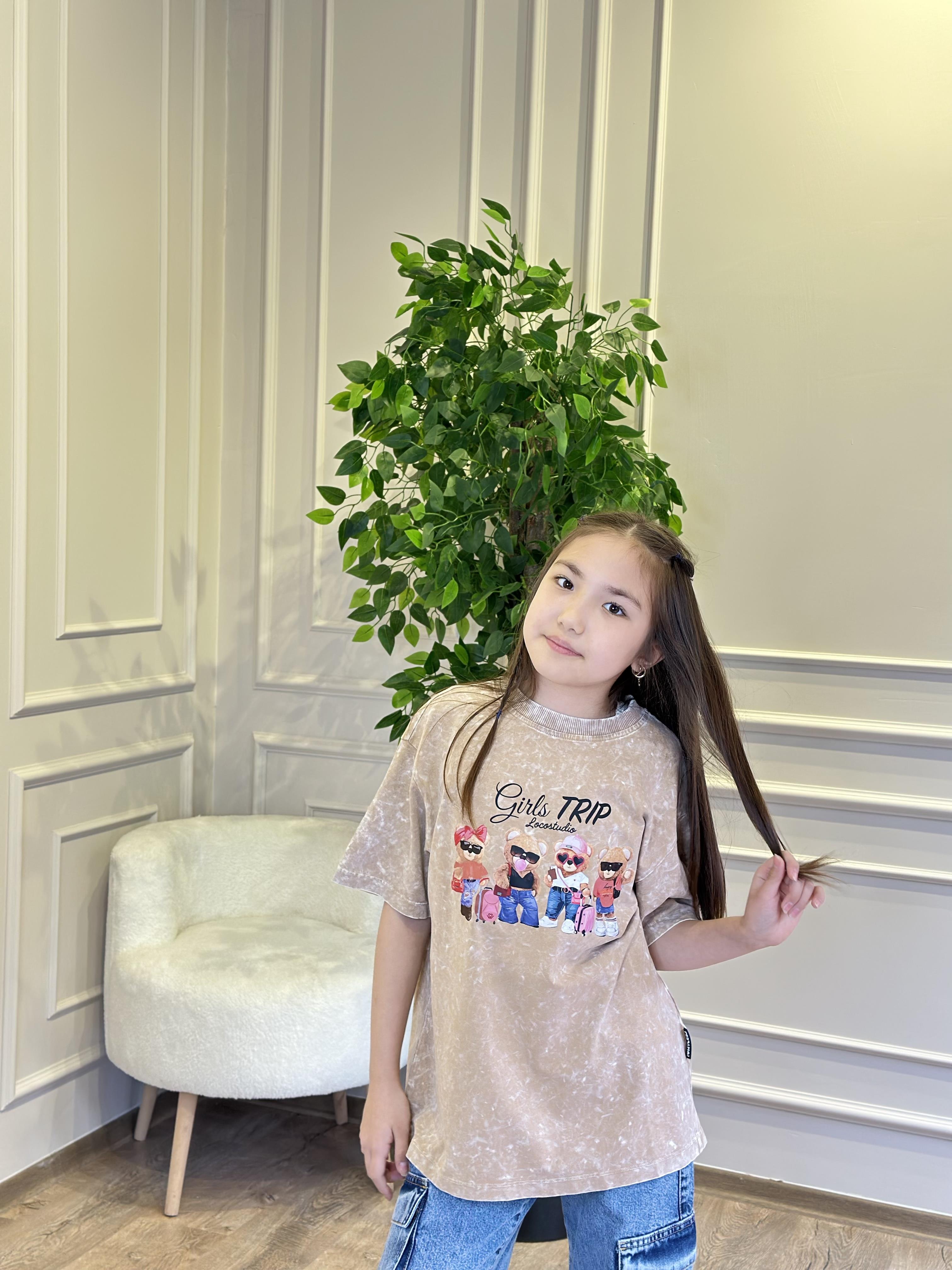 BEJ  BATİK YIKAMA AYICIKLI TİŞÖRT