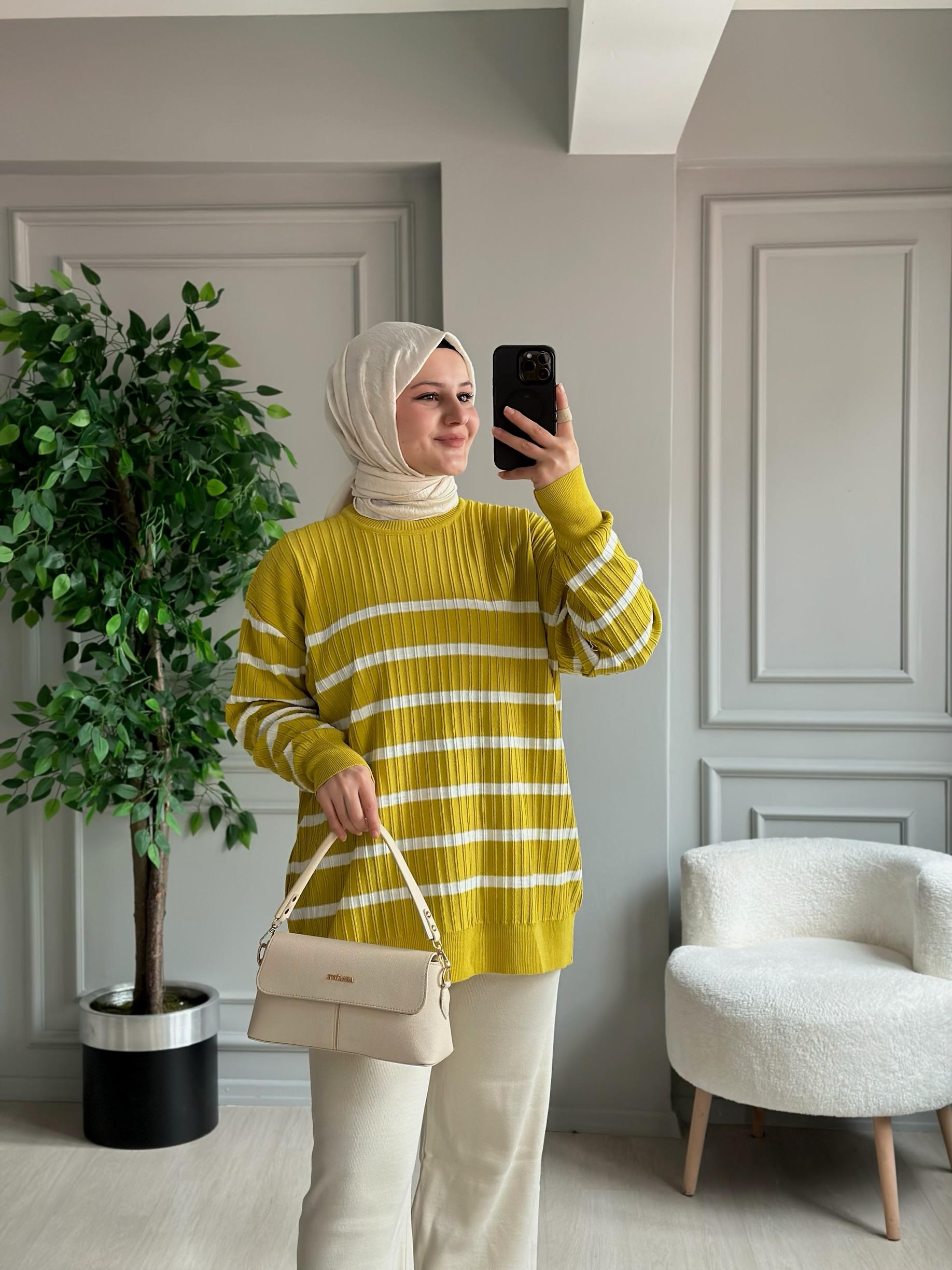 ÇİZGİLİ YAĞ YEŞİLİ TUNİK