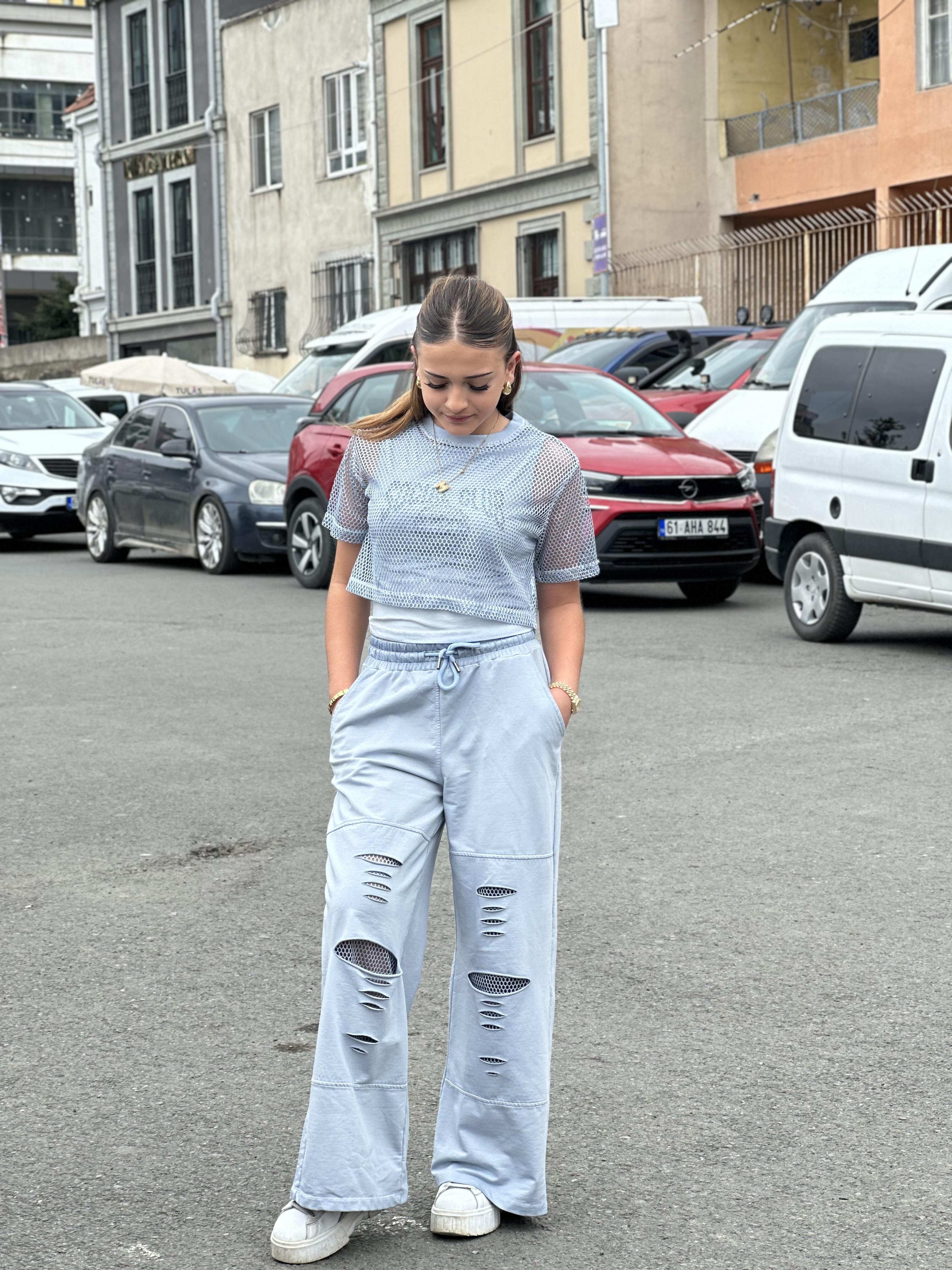 FİLE BLUZ EŞOFMAN TAKIMI MAVİ