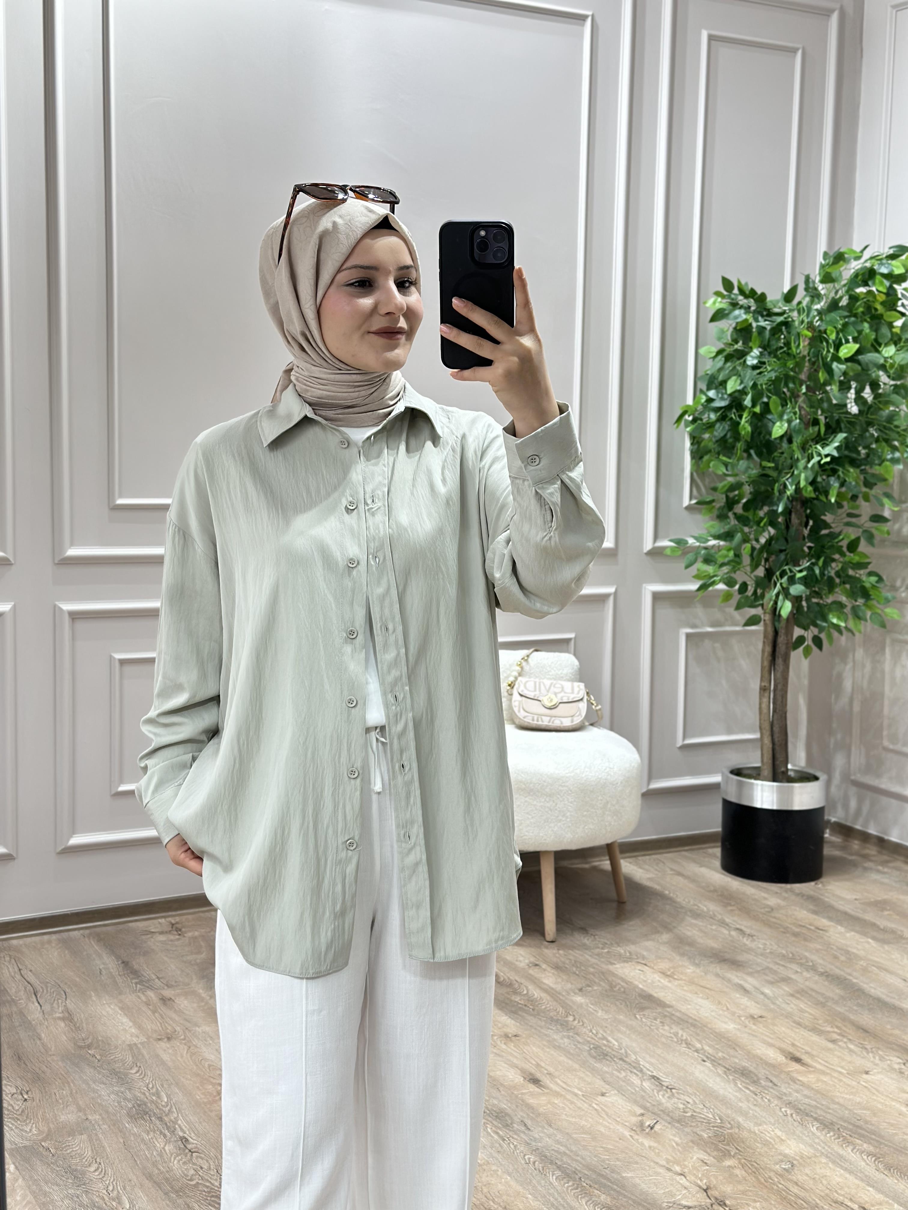 İKOLL OWERSİZE YEŞİL GÖMLEK