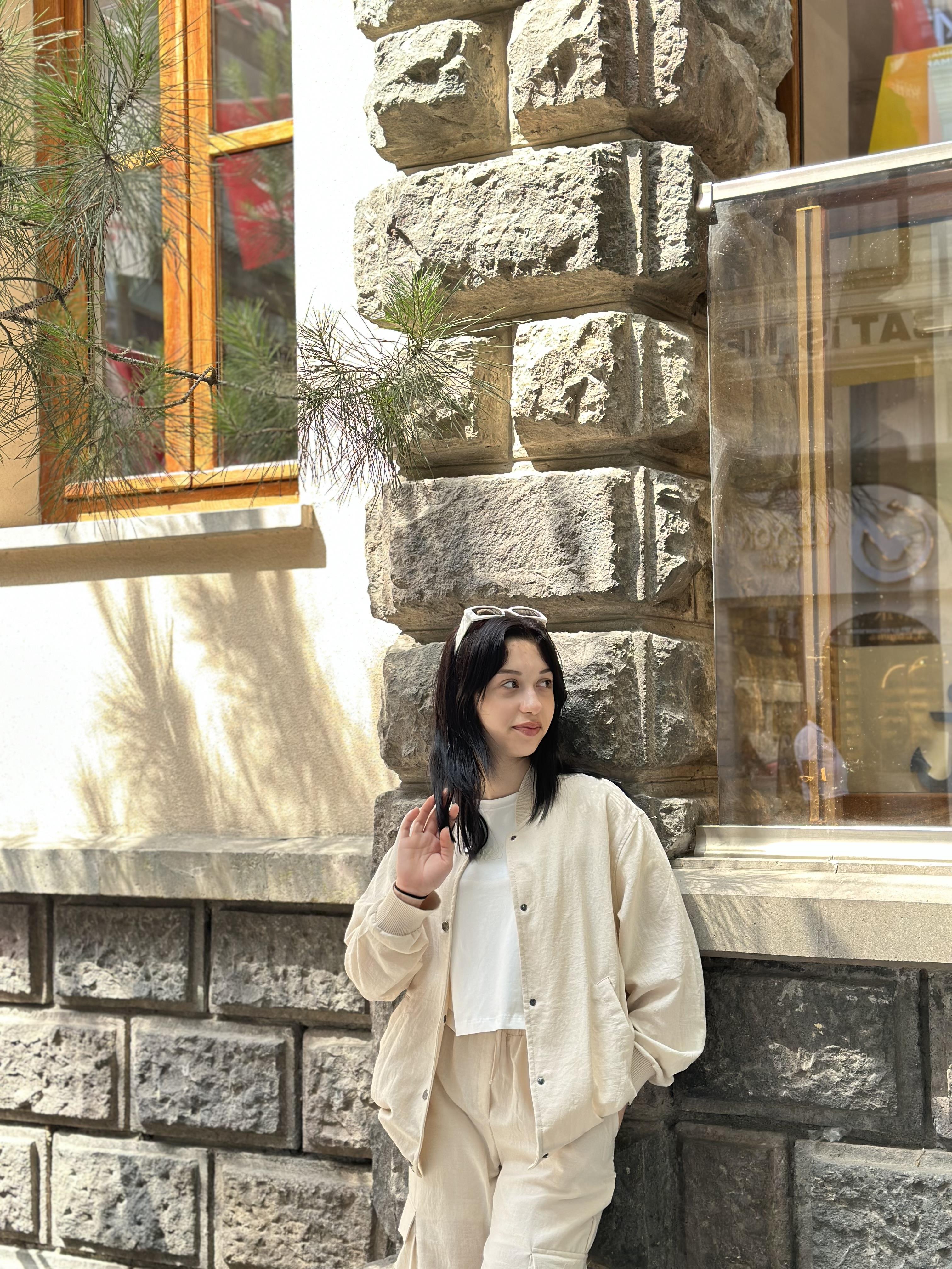 Keten Bomber Ceketli Takım Krem