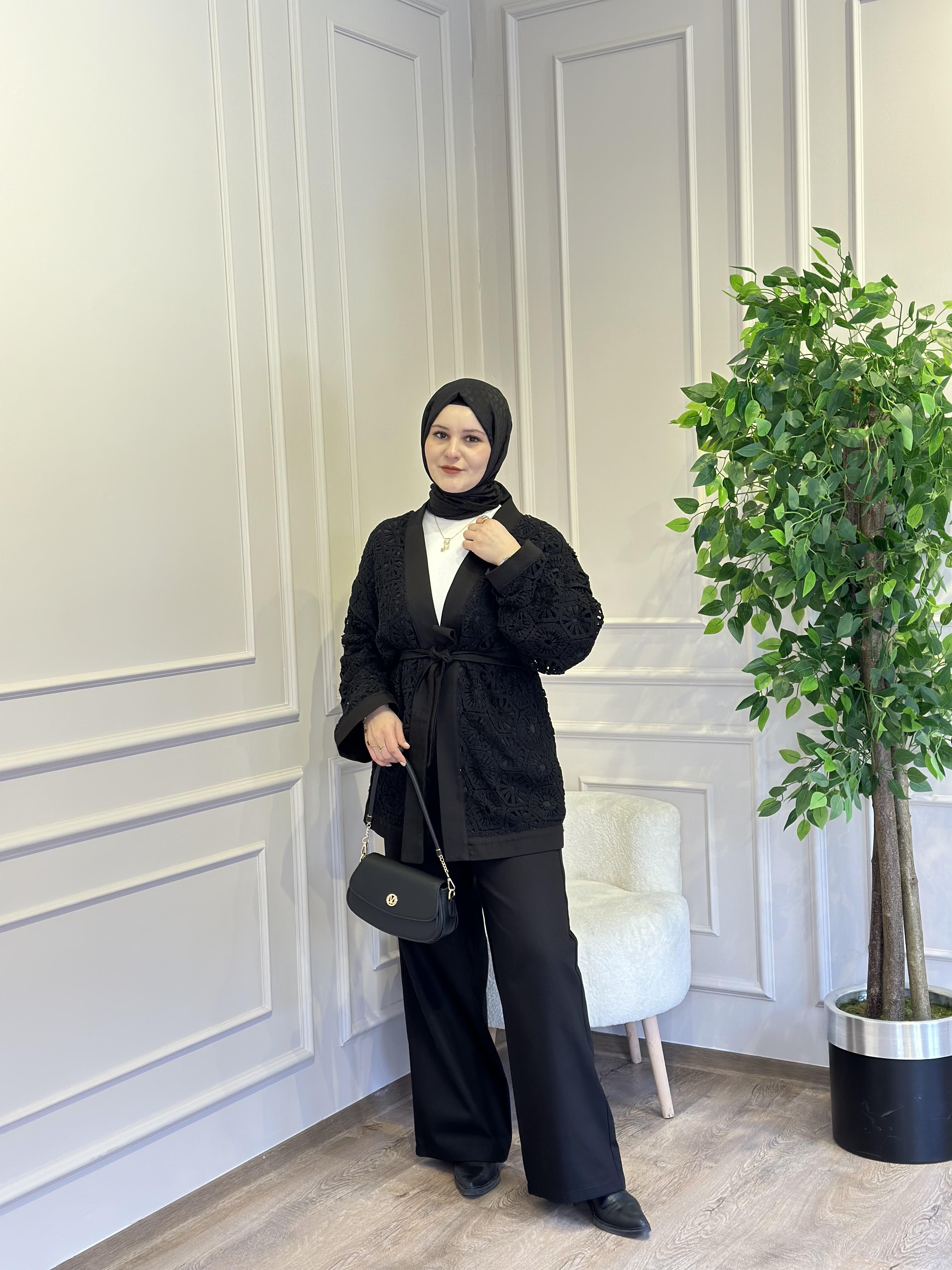 KETEN DANTEL KİMONO TAKIM