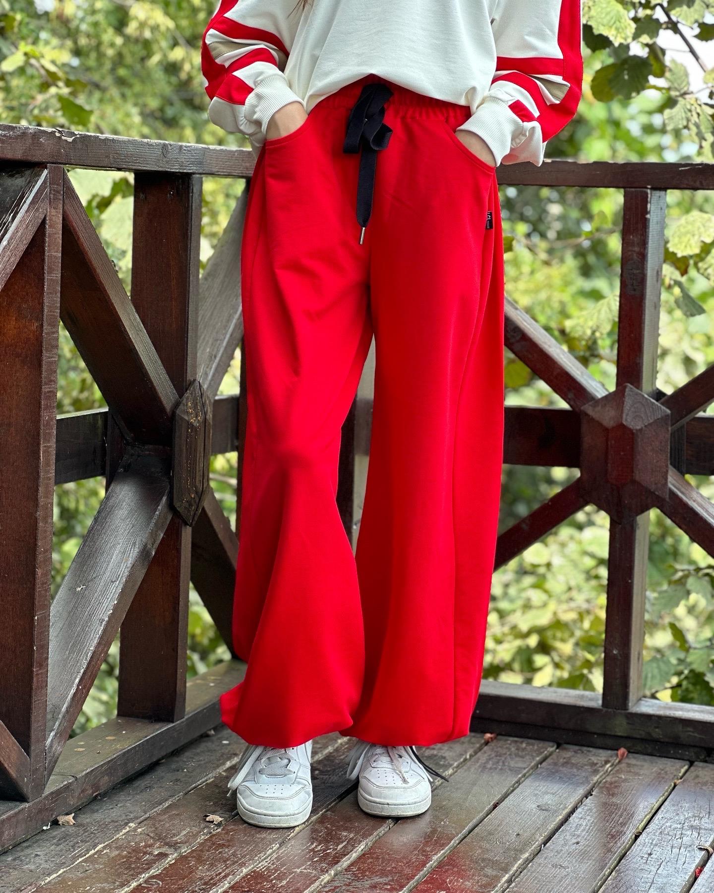 KIRMIZI LASTİKLİ EŞOFMAN ALTI