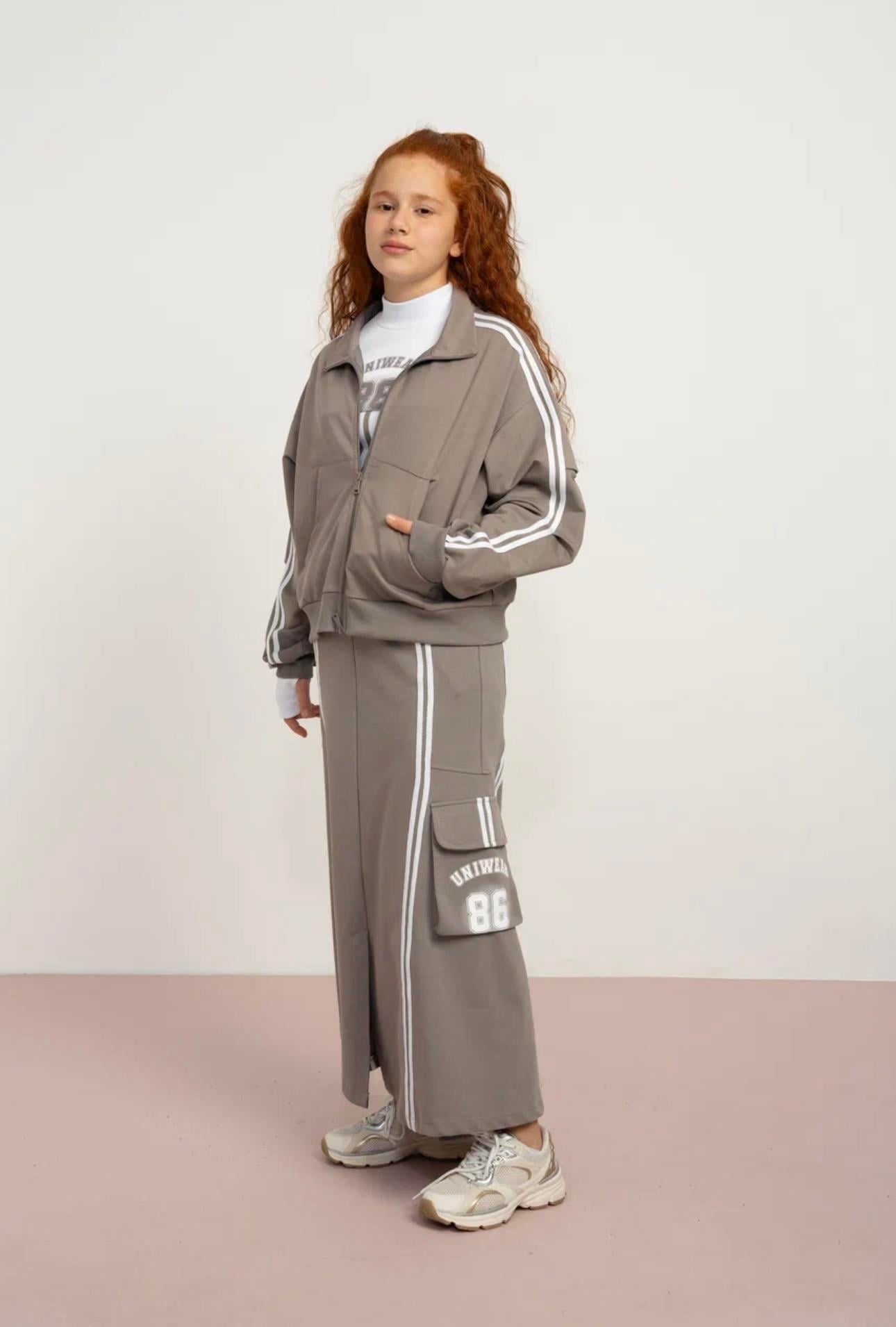 KIZ ÇOCUK ETEKLİ TAKIM ANTRASİT