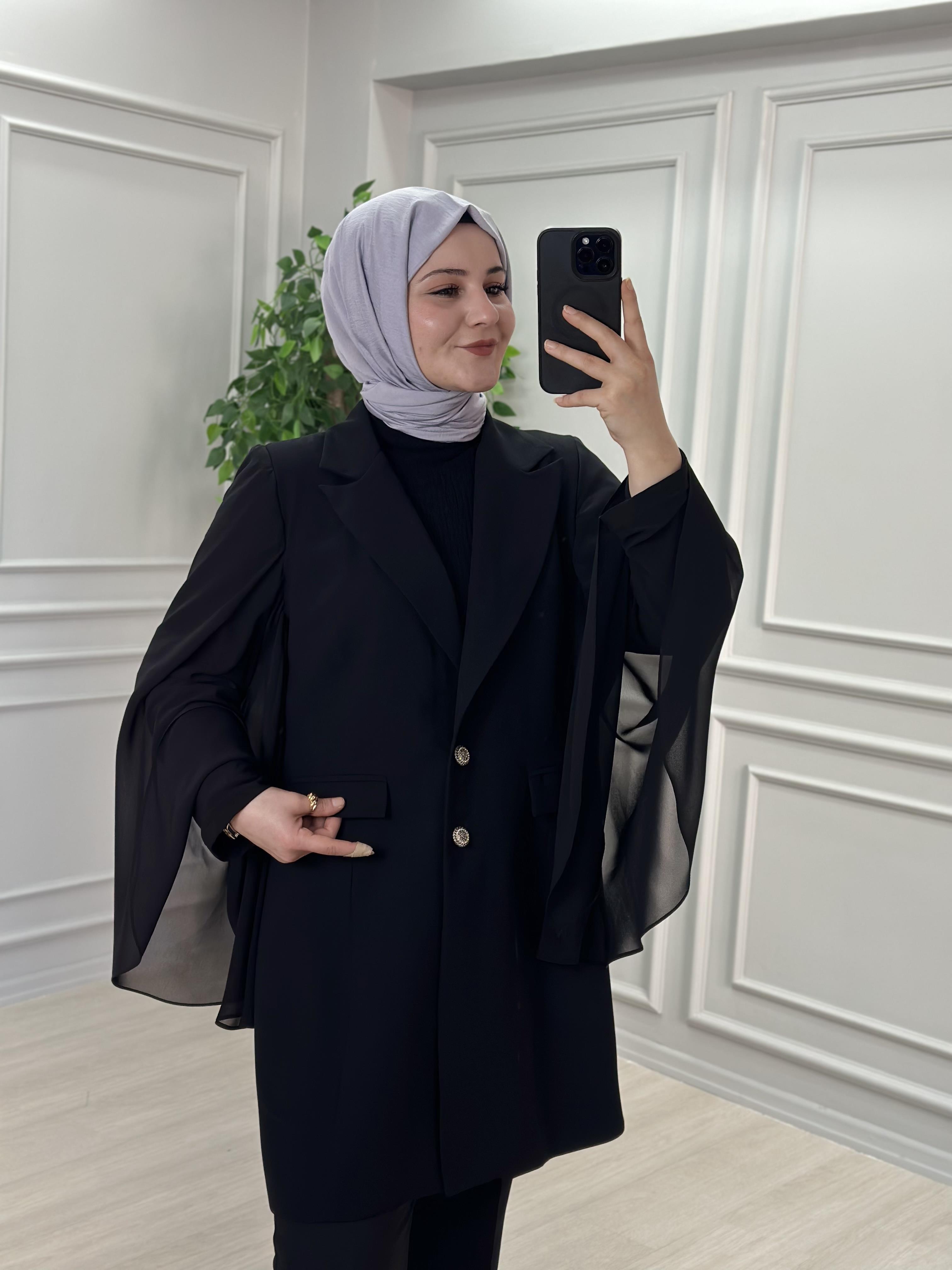 KOLLARI ŞİFON BLAZER CEKET