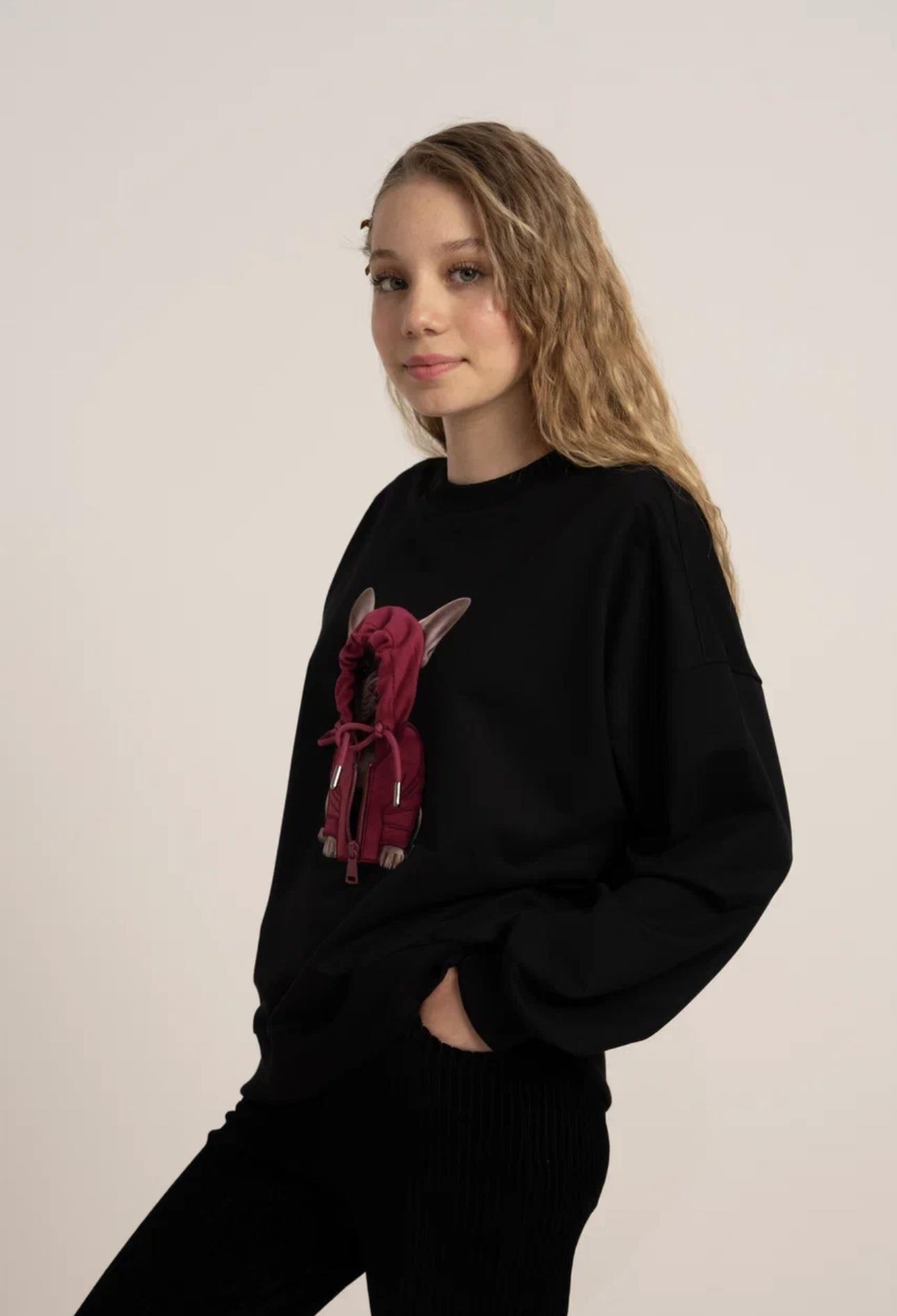 KÖPEK BASKILI 2 İPLİK SWEATSHİRT