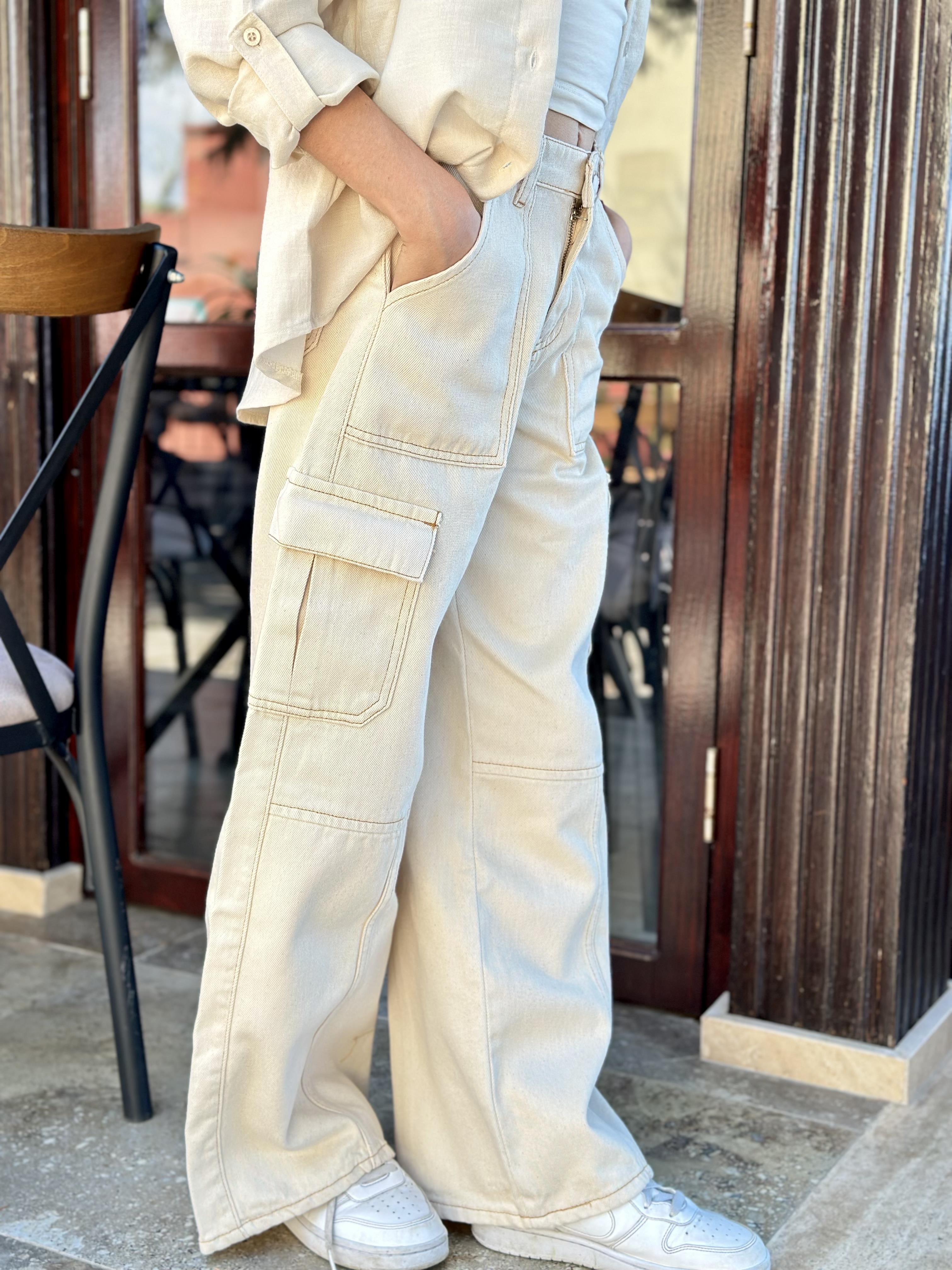 KREM KARGO CEP PANTOLON