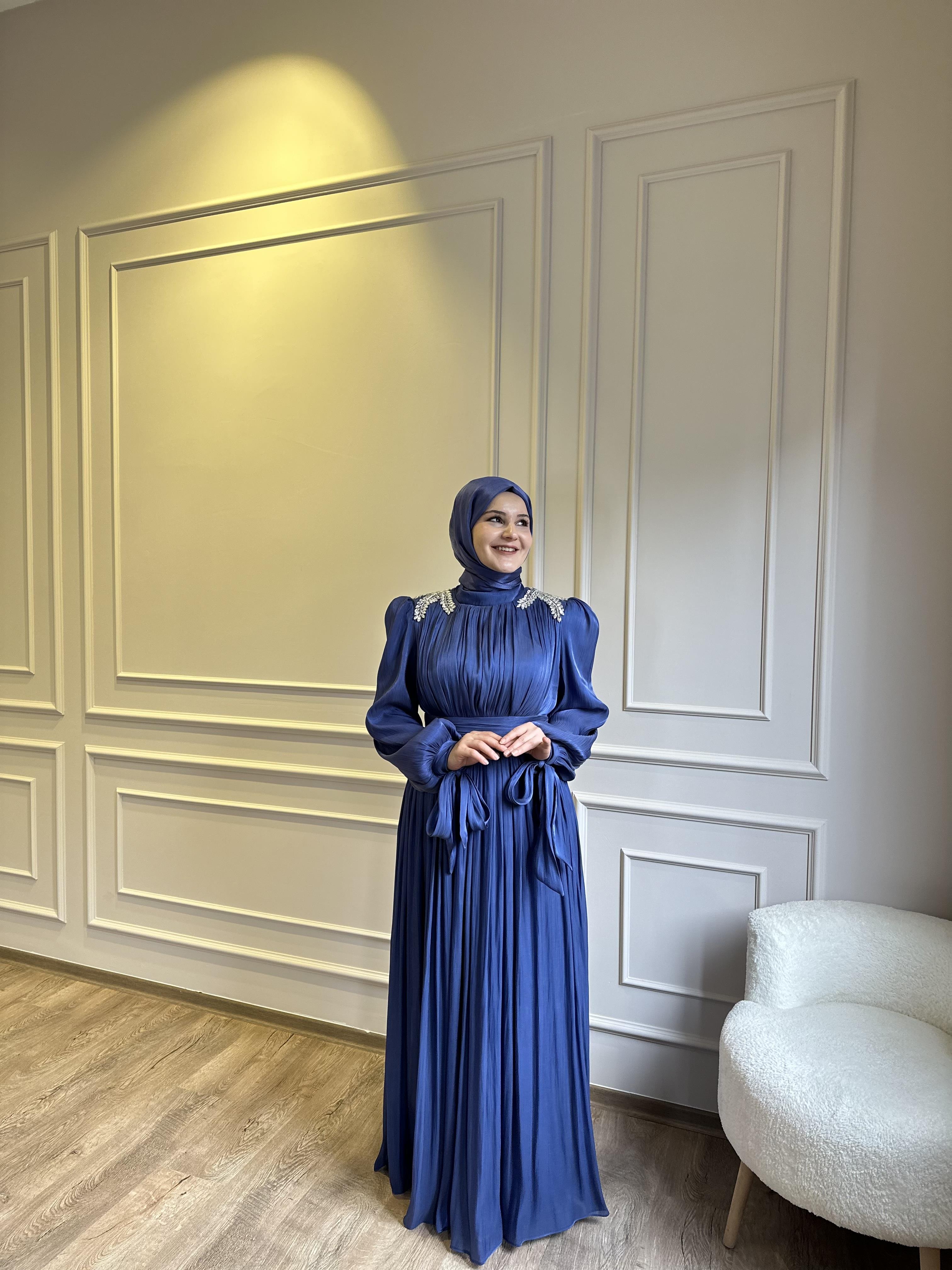 LACİVERT TAŞLI JANJAN ABİYE