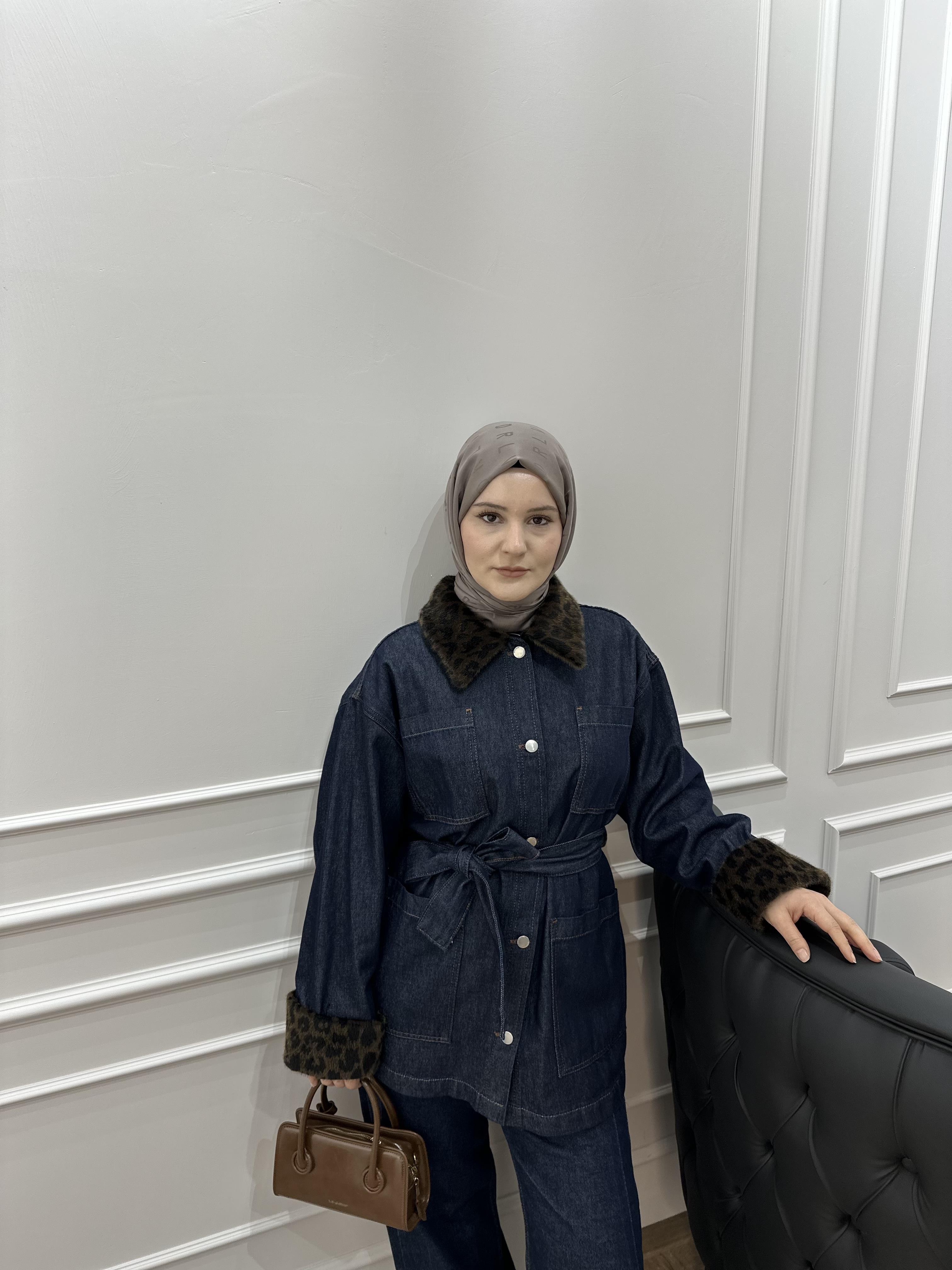 LEOPAR DETAYLI KOT CEKET