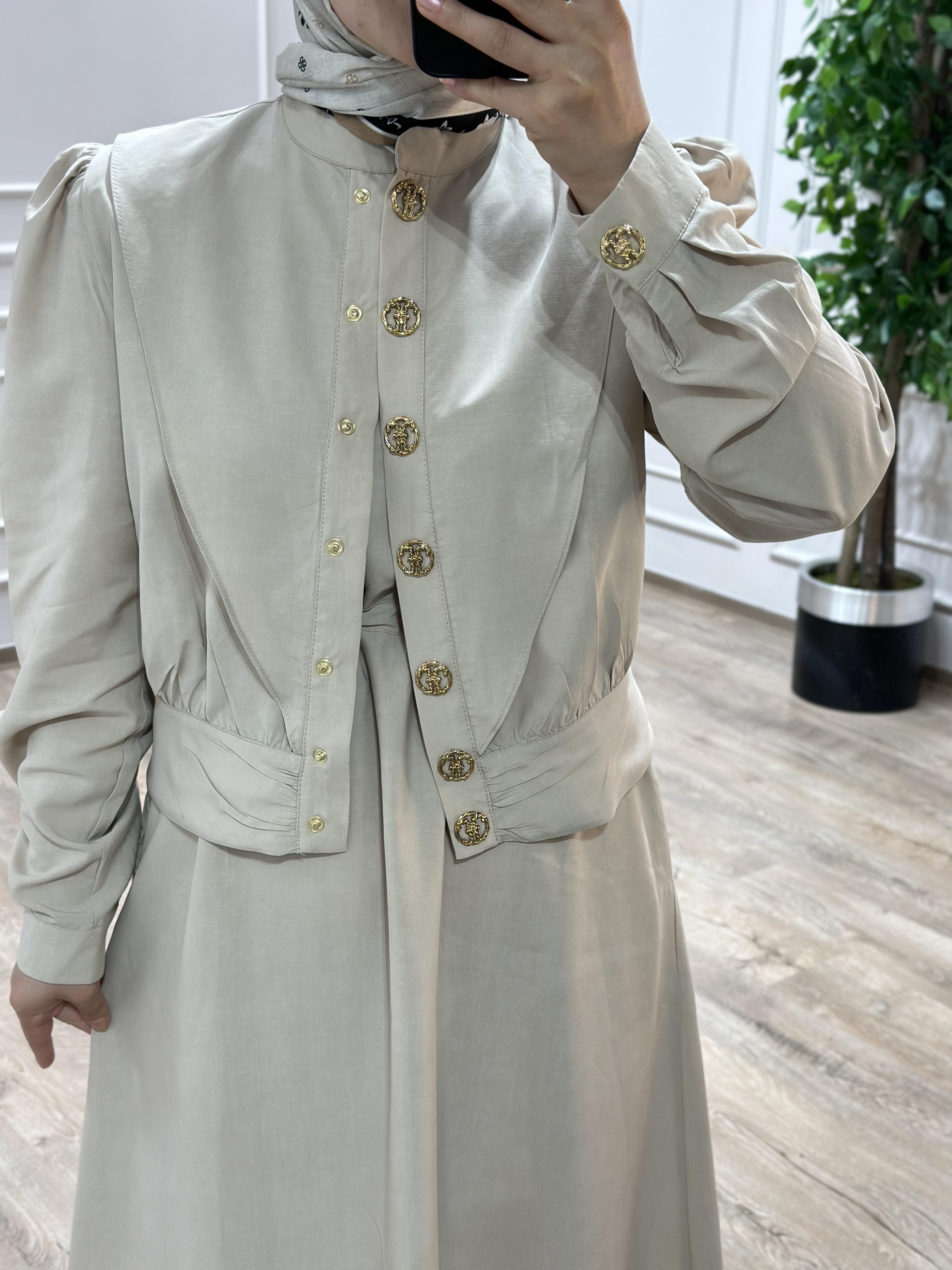 LEVİDOR KREM CEKET ELBİSE TAKIM