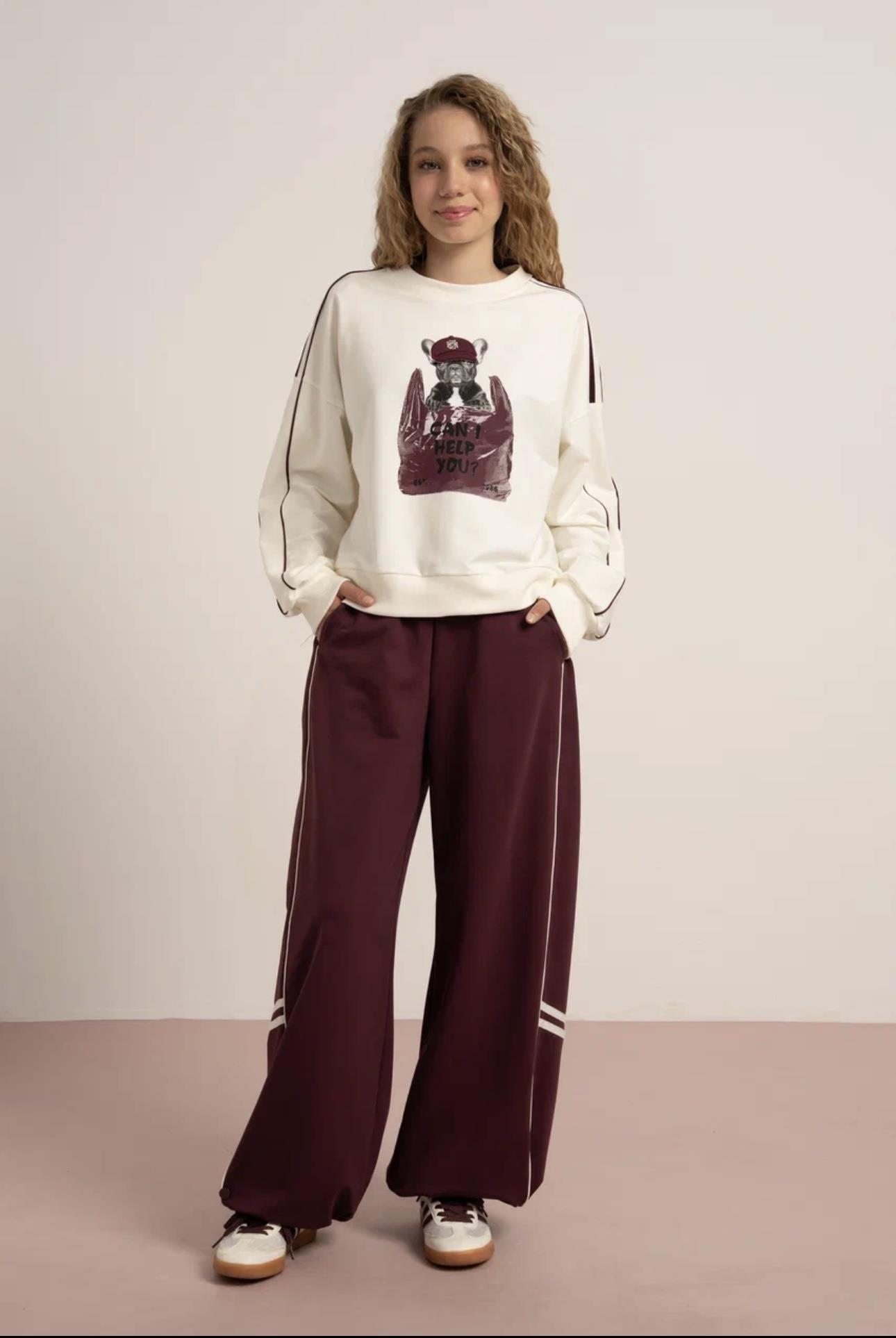 PAÇASI BÜZÜLEBİLİR İKİ İPLİK EŞOFMAN ALTI BORDO