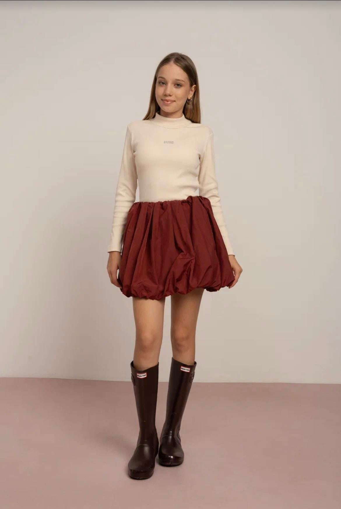 PARAŞÜT KUMAŞ BALON ETEK BORDO