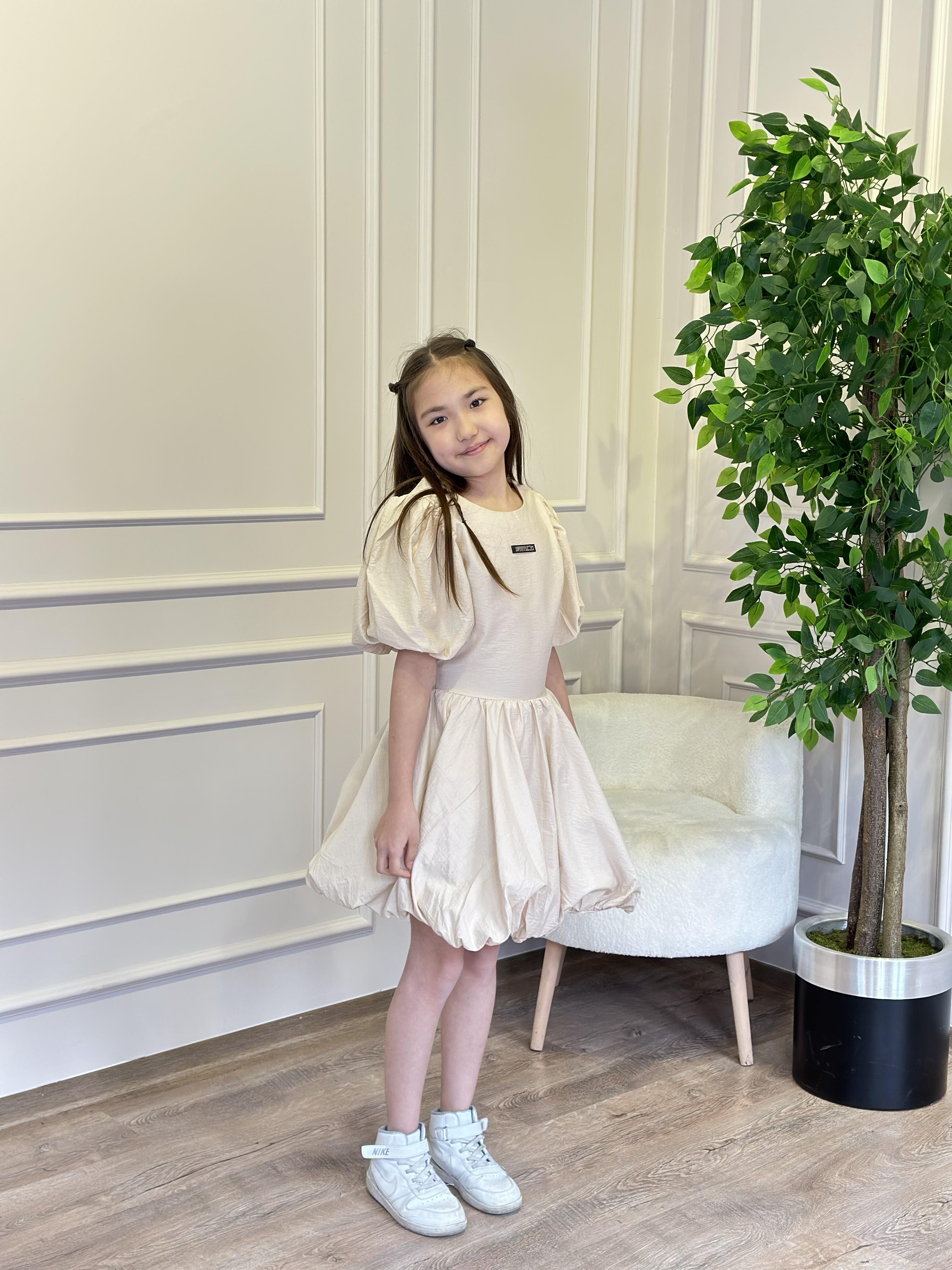 PARAŞÜT KUMAŞ BEJ BALON ELBİSE