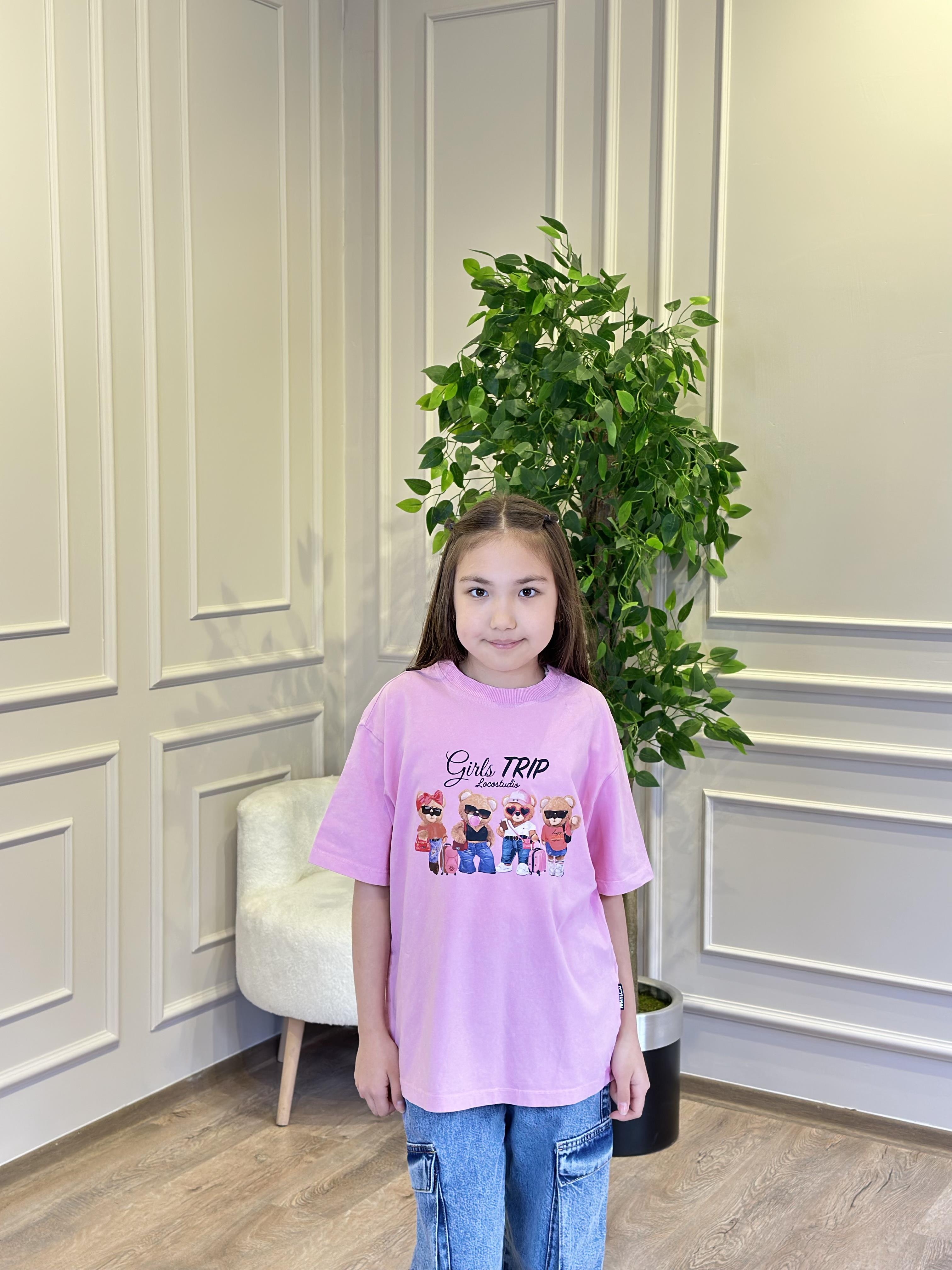 PEMBE BATİK YIKAMA AYICIKLI TİŞÖRT