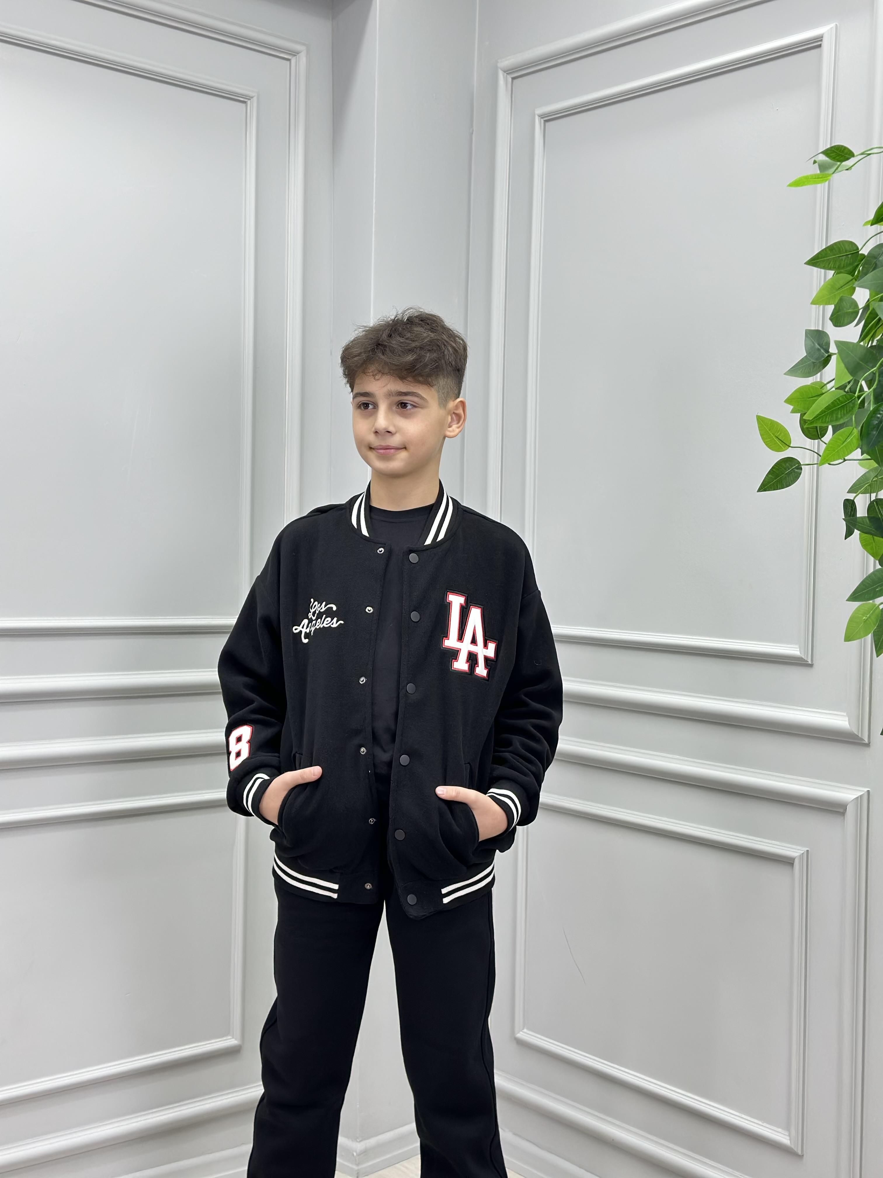 POLARLI SİYAH KOLEJ CEKET