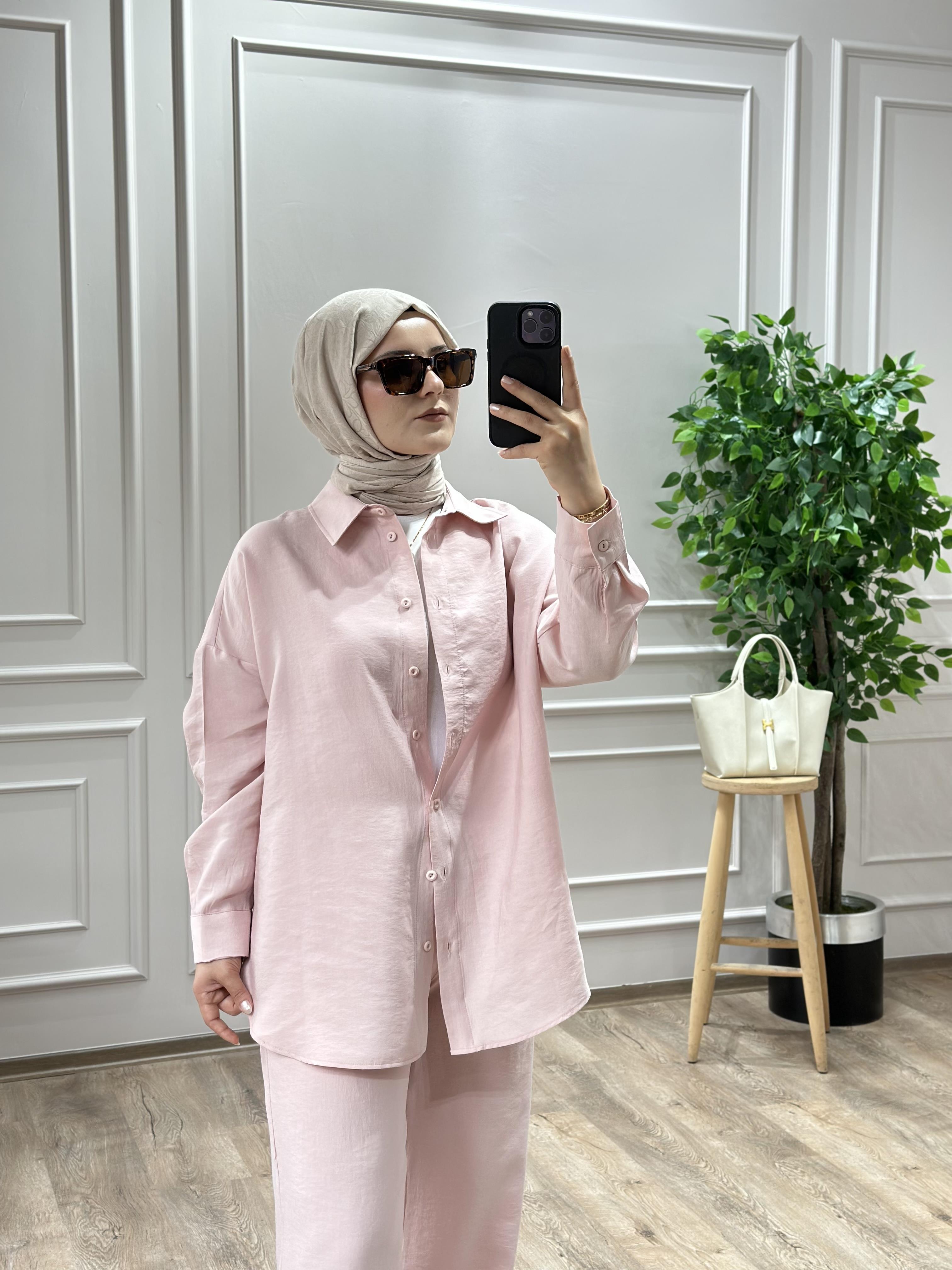 PUDRA OWERSİZE GÖMLEK TAKIM