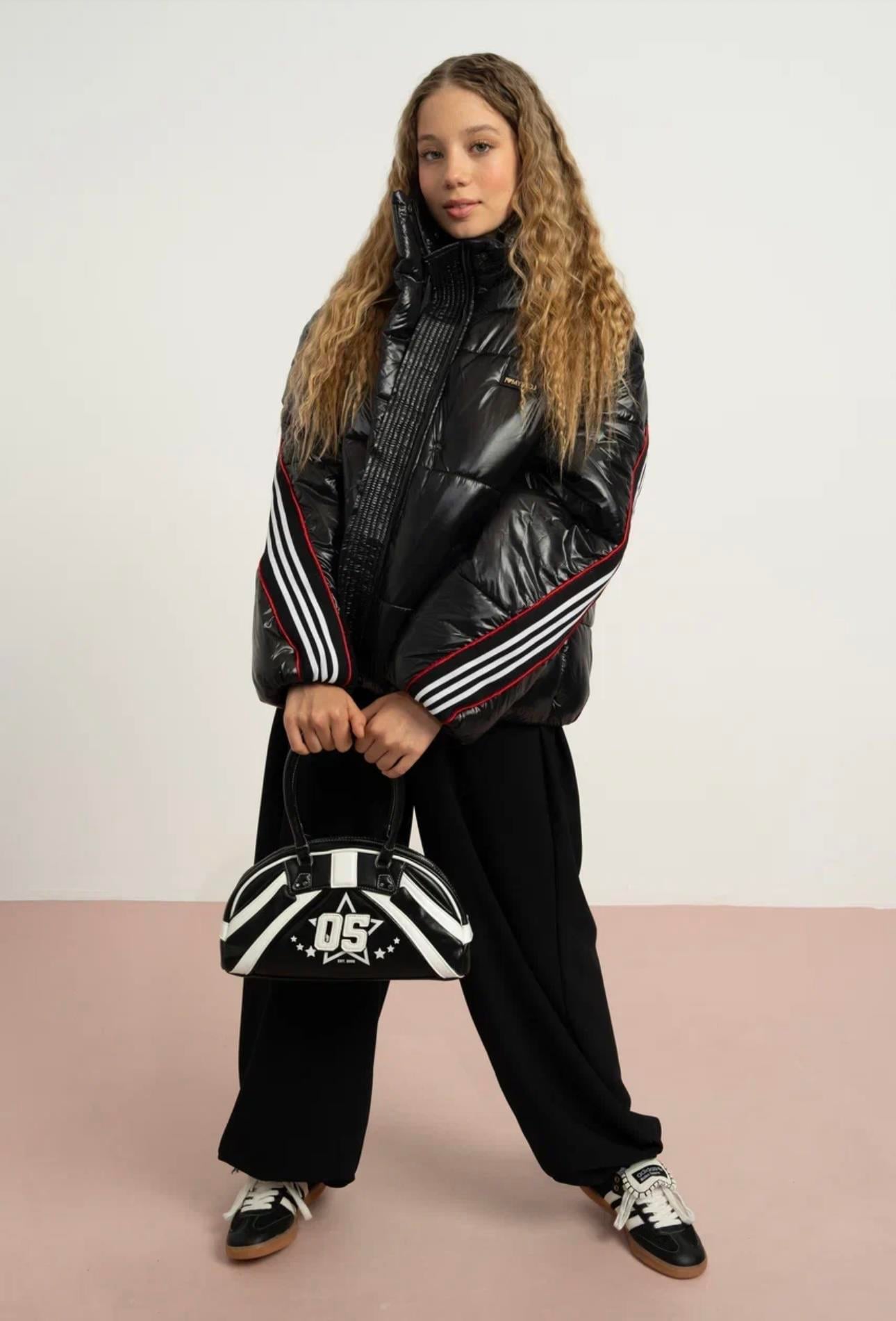 ŞERİT DETAYLI ŞİŞME MONT SİYAH