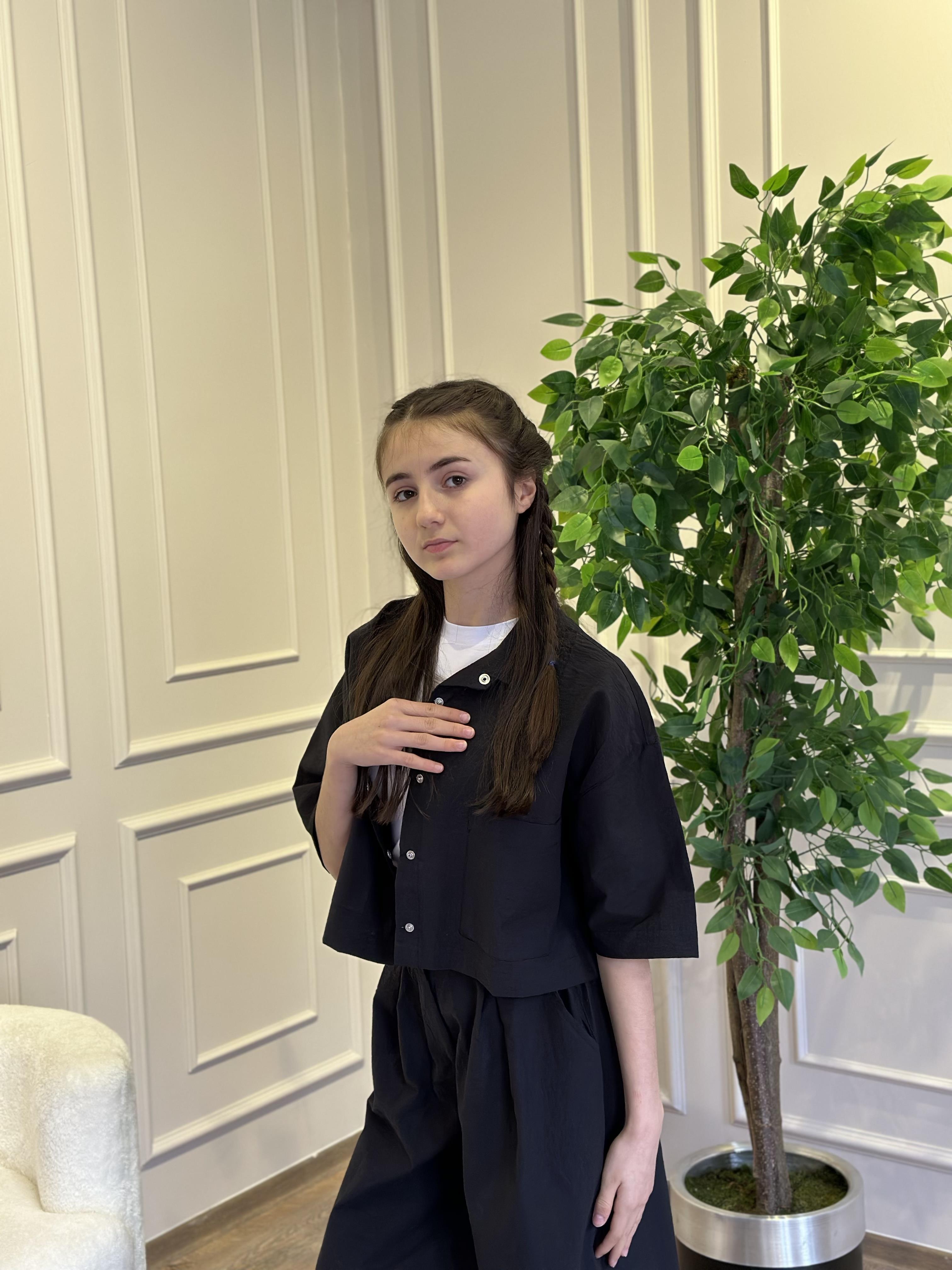 SİYAH POPLİN KUMAŞ TAKIM