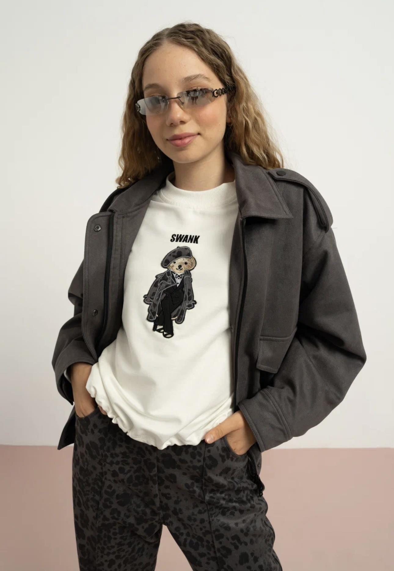 SÜET APOLET DETAYLI OVERSİZE CEKET ANTRASİT