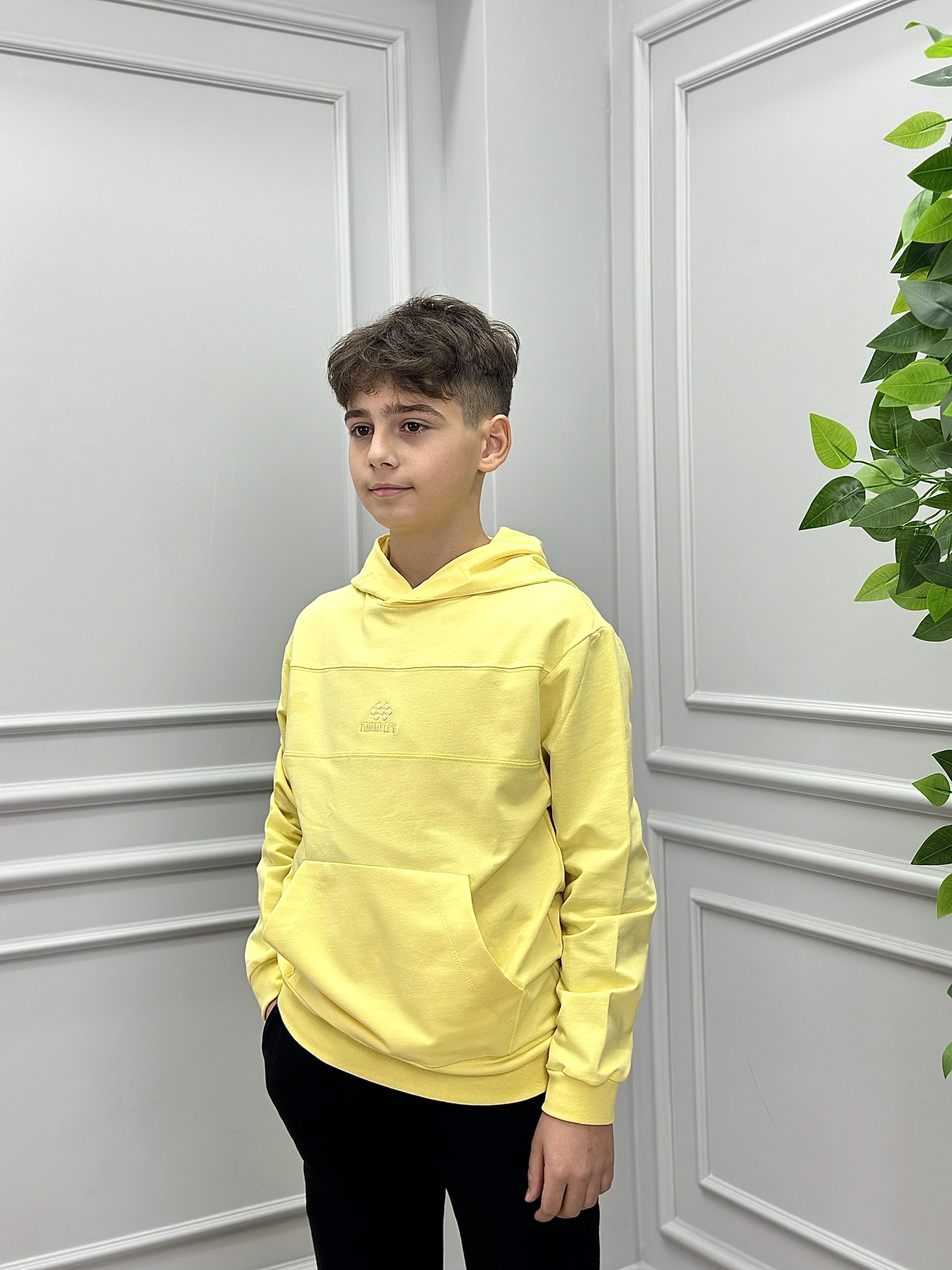 TOMMY LİFE İKİ İPLİK SARI SWEATSHİRT