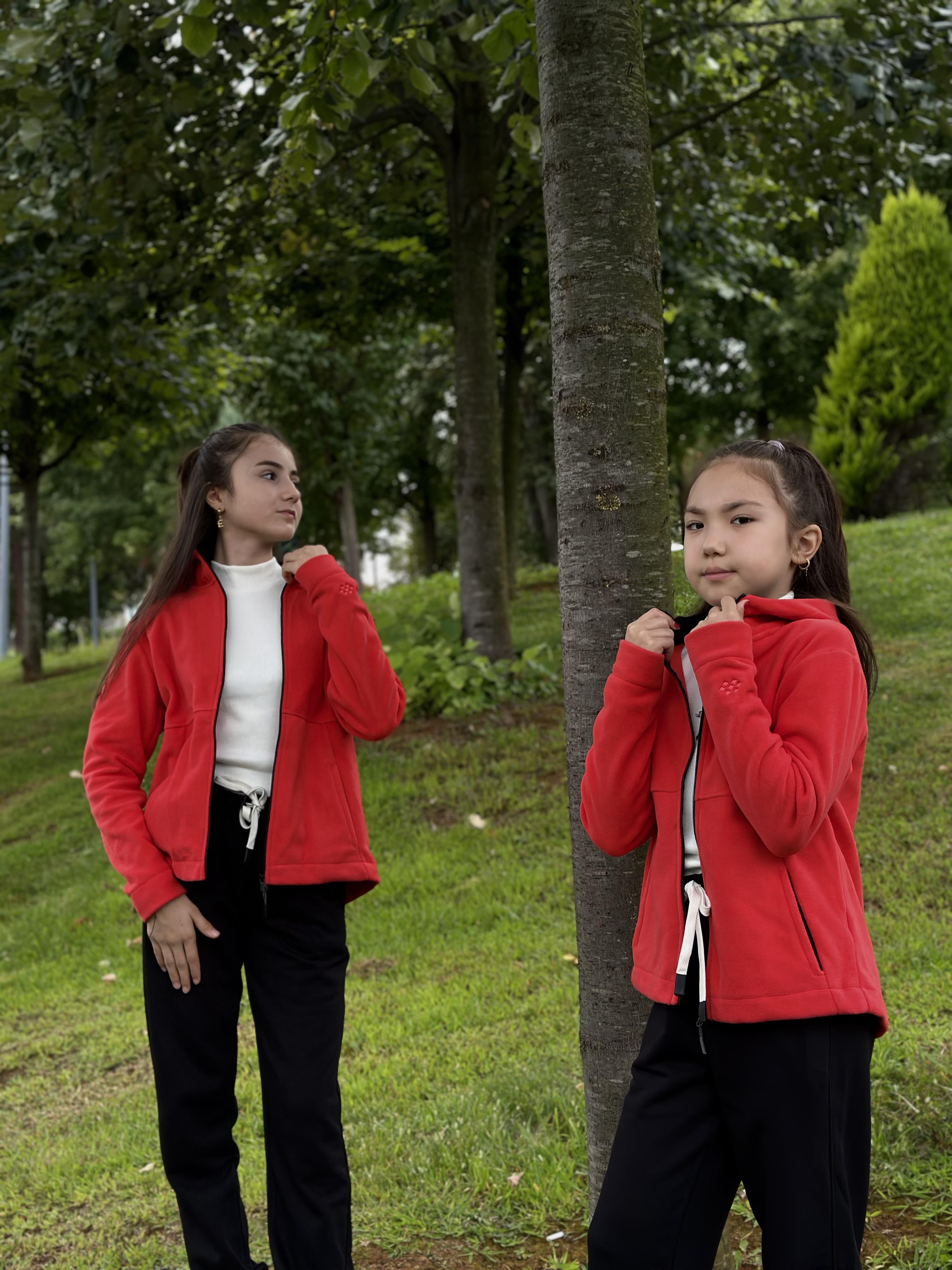 TOMMY LİFE KIRMIZI POLAR FERMUARLI HIRKA