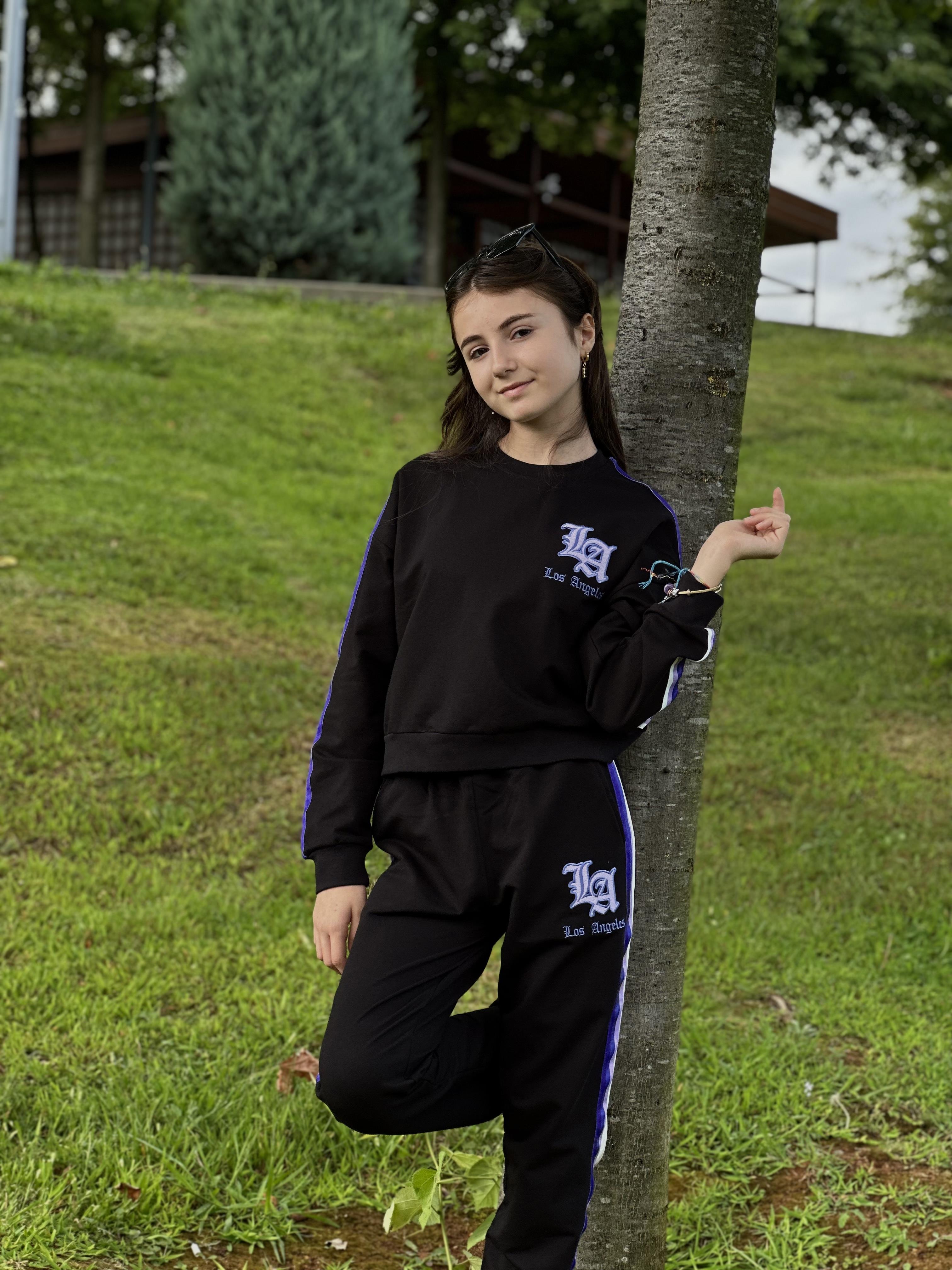 TOMMY LİFE ŞERİTLİ SİYAH EŞOFMAN TAKIMI