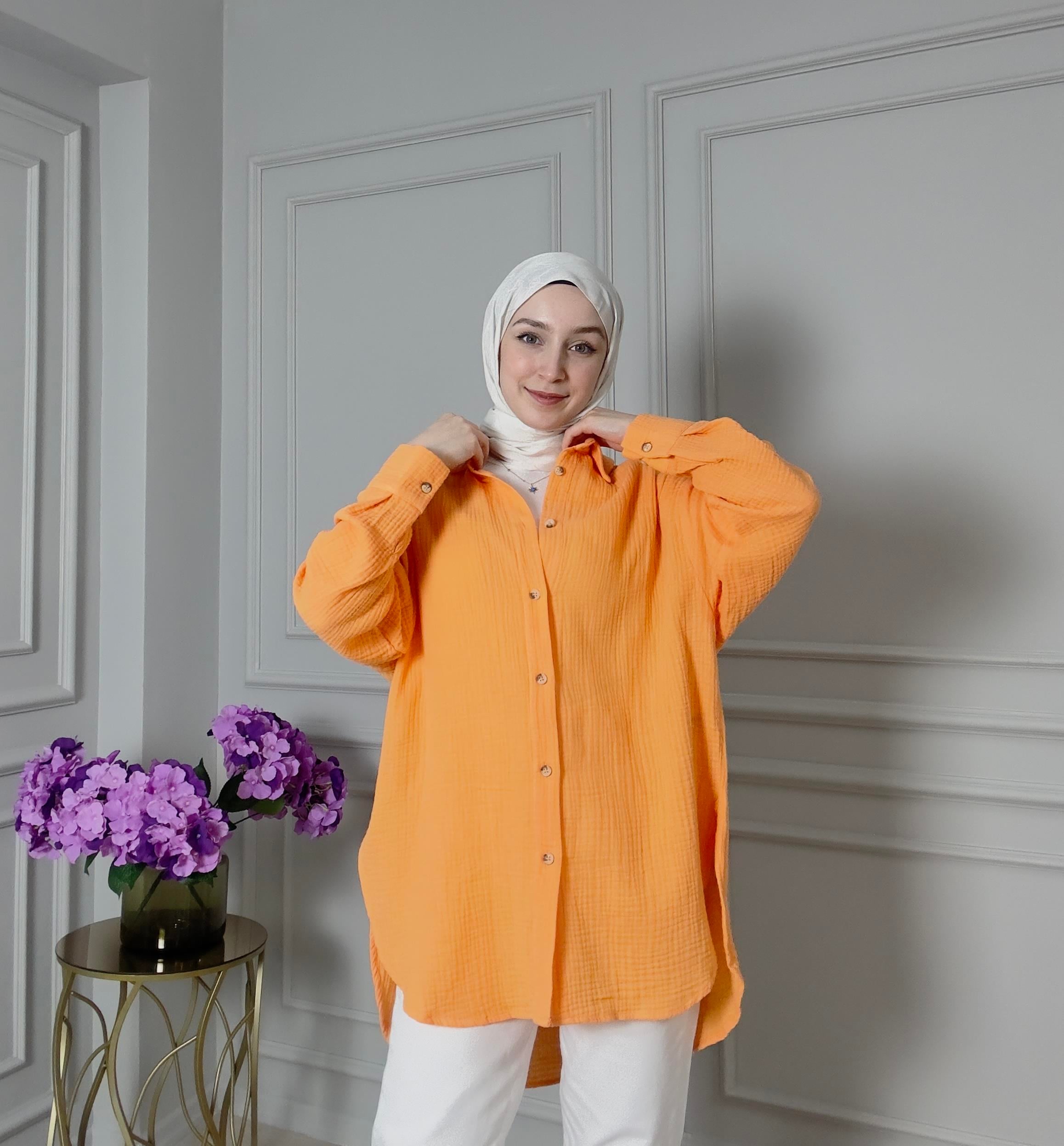 Turuncu Müslin Gömlek