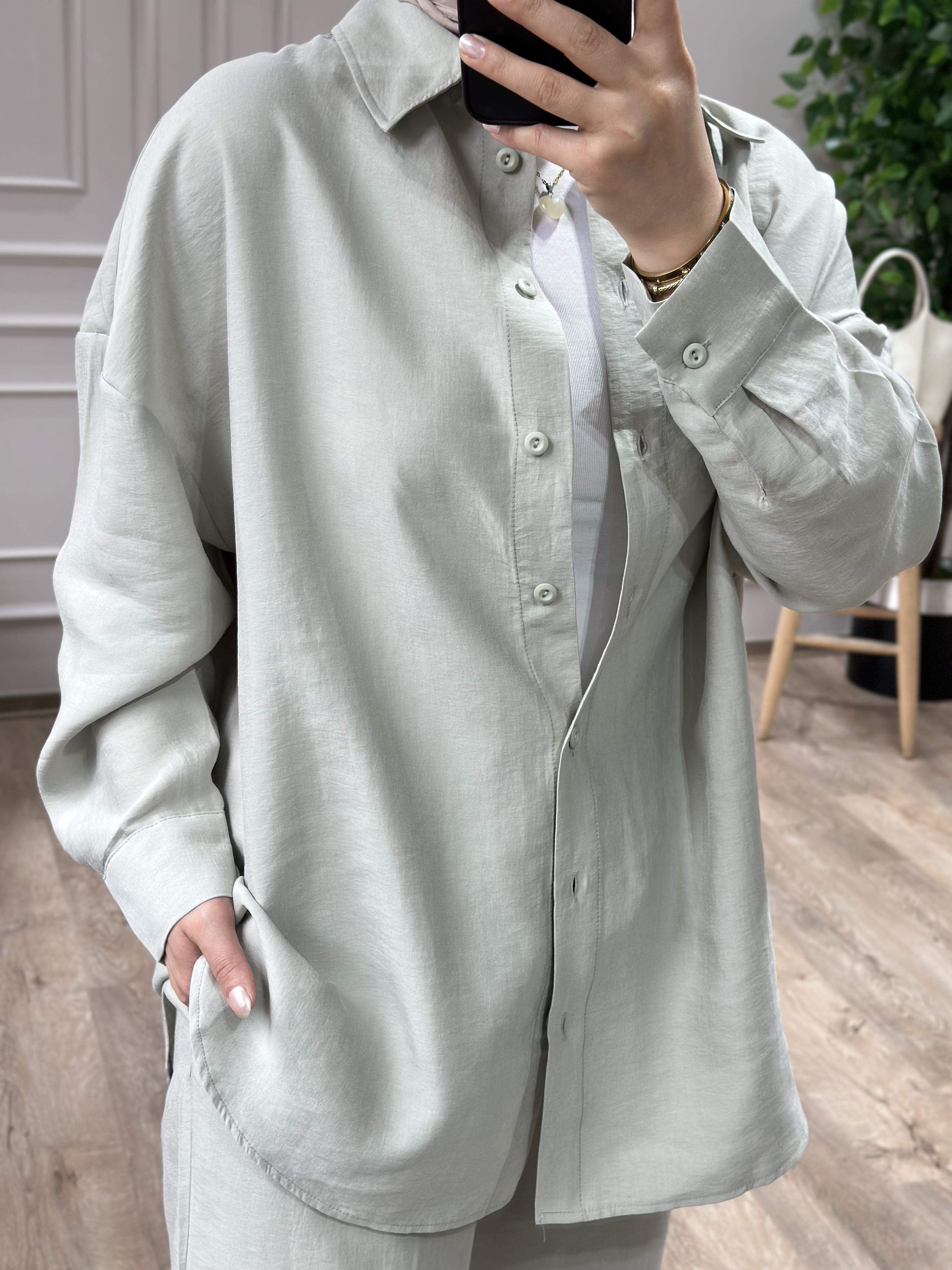 YEŞİL OWERSİZE GÖMLEK TAKIM