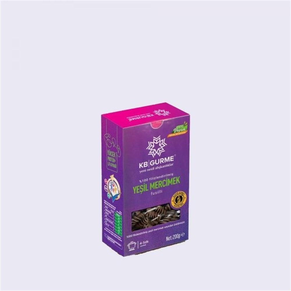 %100 FİLİZLENDİRİLMİŞ YEŞİL MERCİMEK FUSİLLİ 200 GRMakarna Erişte